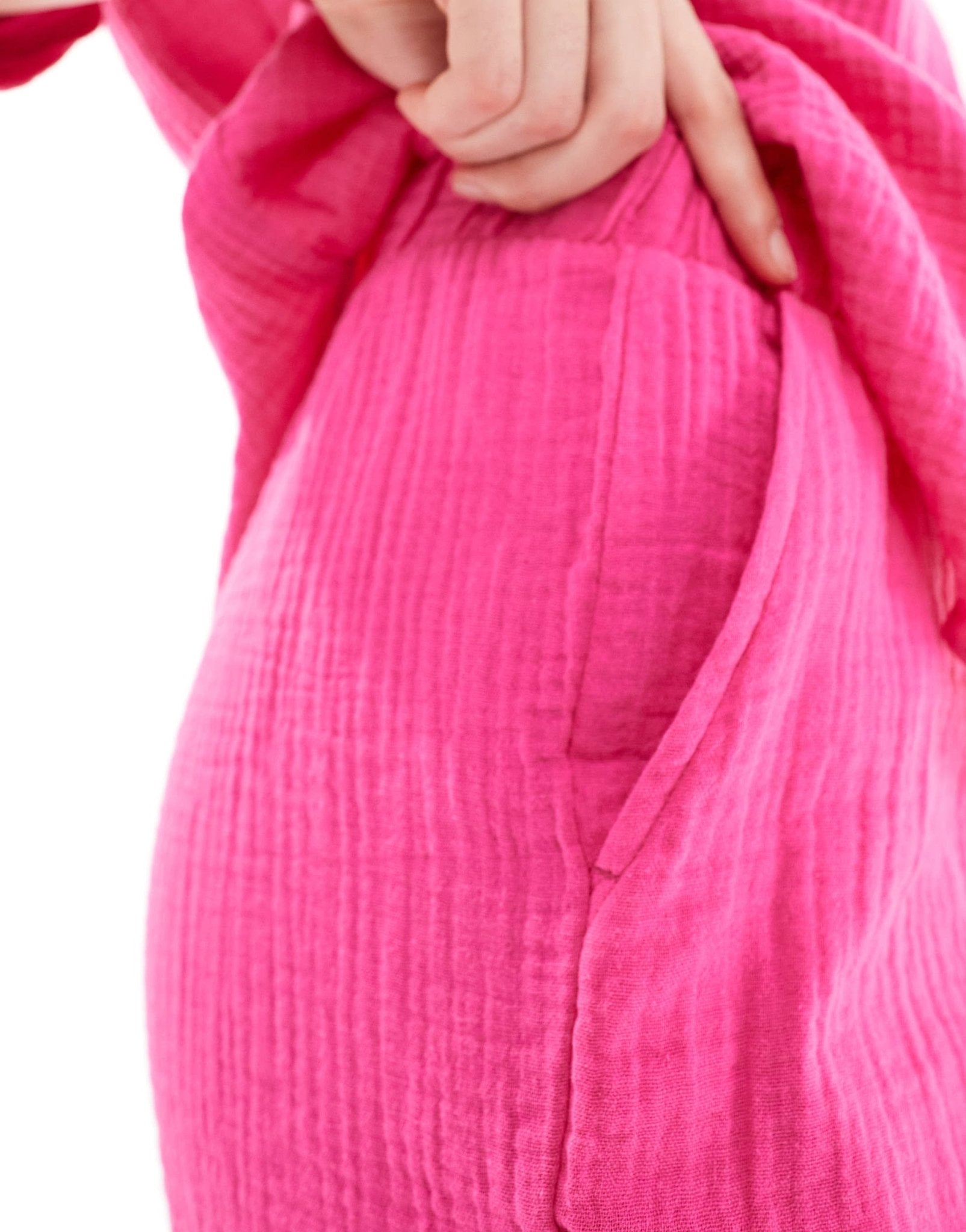 JDY cheesecloth short co - ord in bright pink - ASOS Sample Sale EU Store