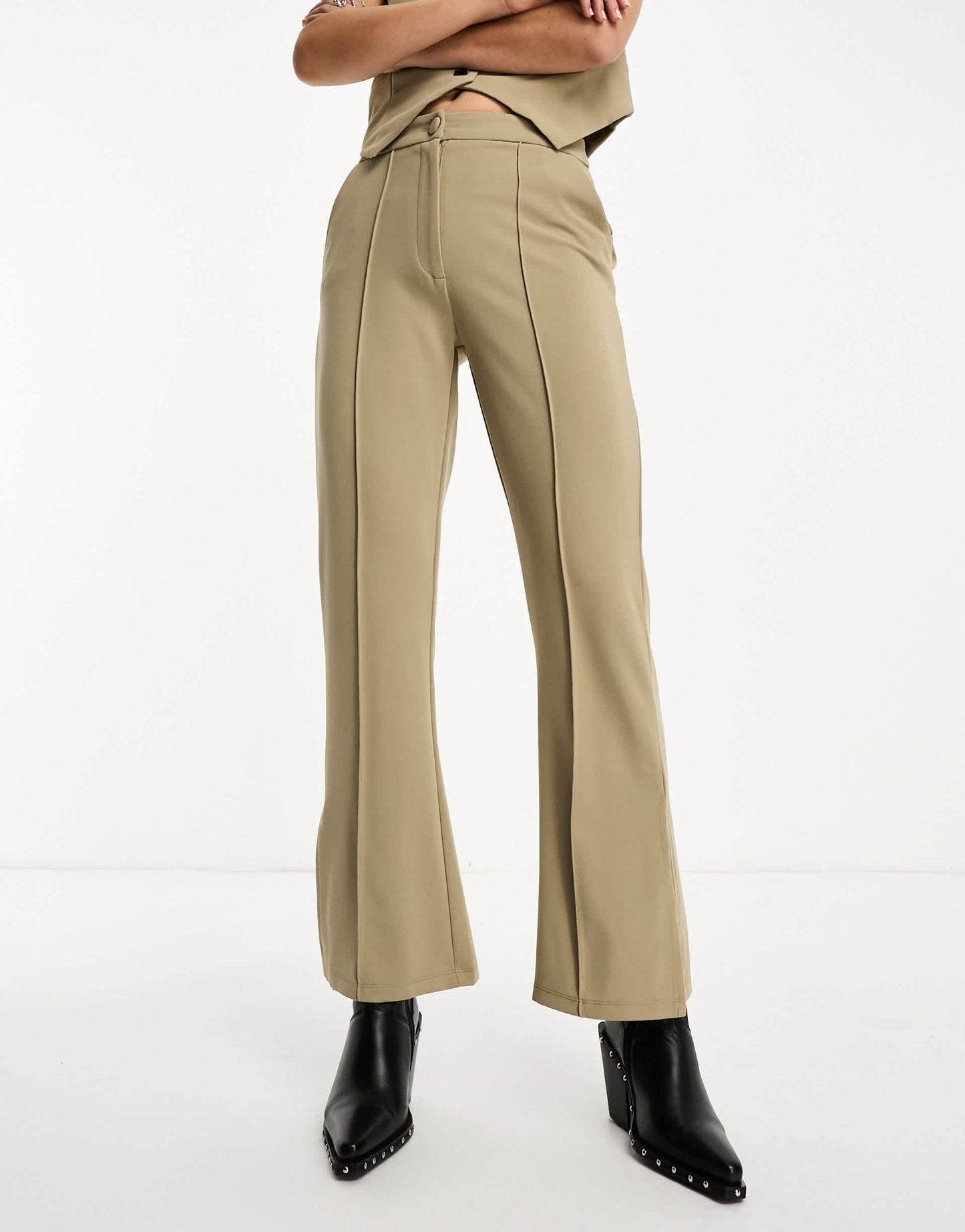 JDY front slit flare trouser in beige - ASOS Sample Sale EU Store