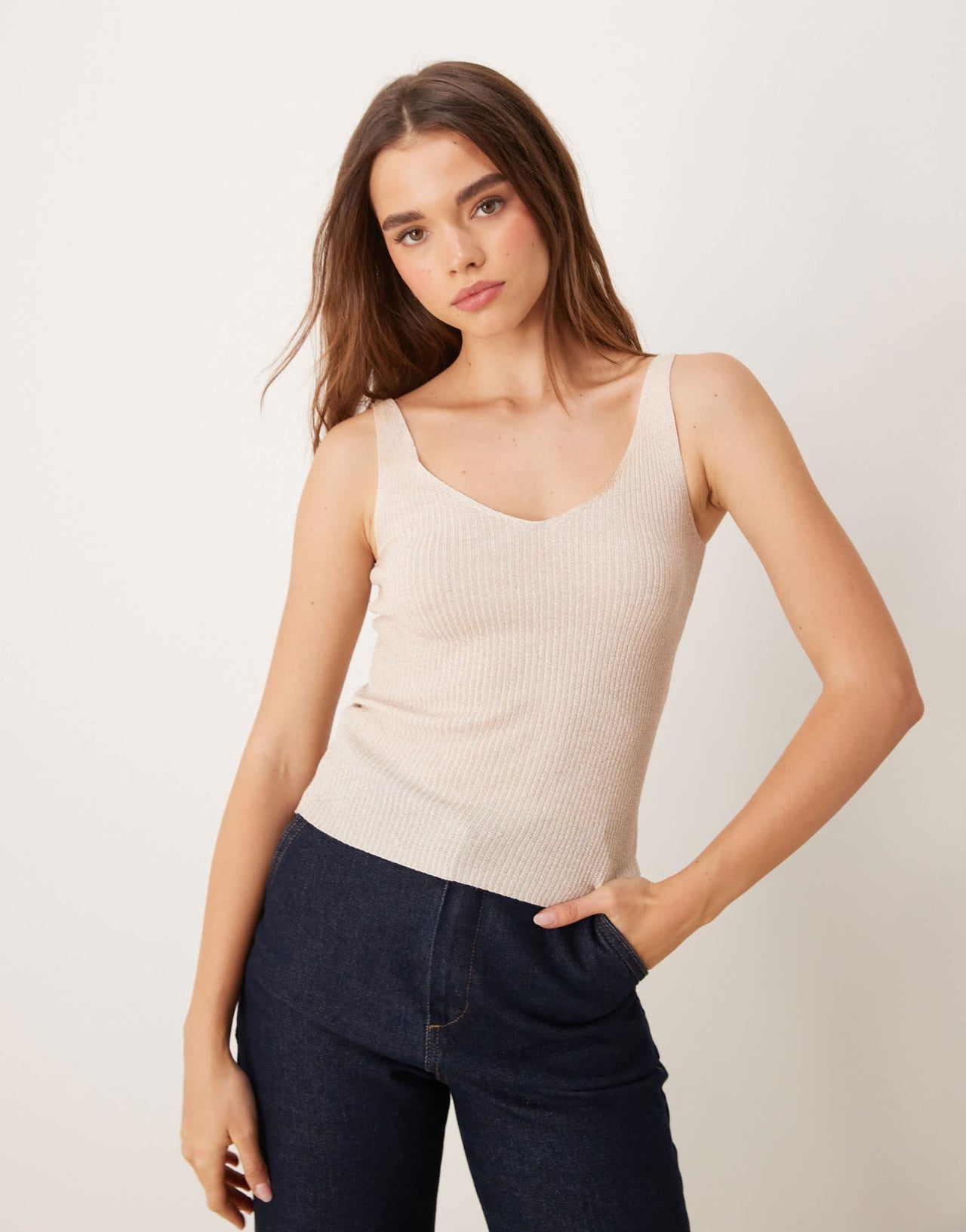 JDY glitter knitted vest in gold - ASOS Sample Sale EU Store