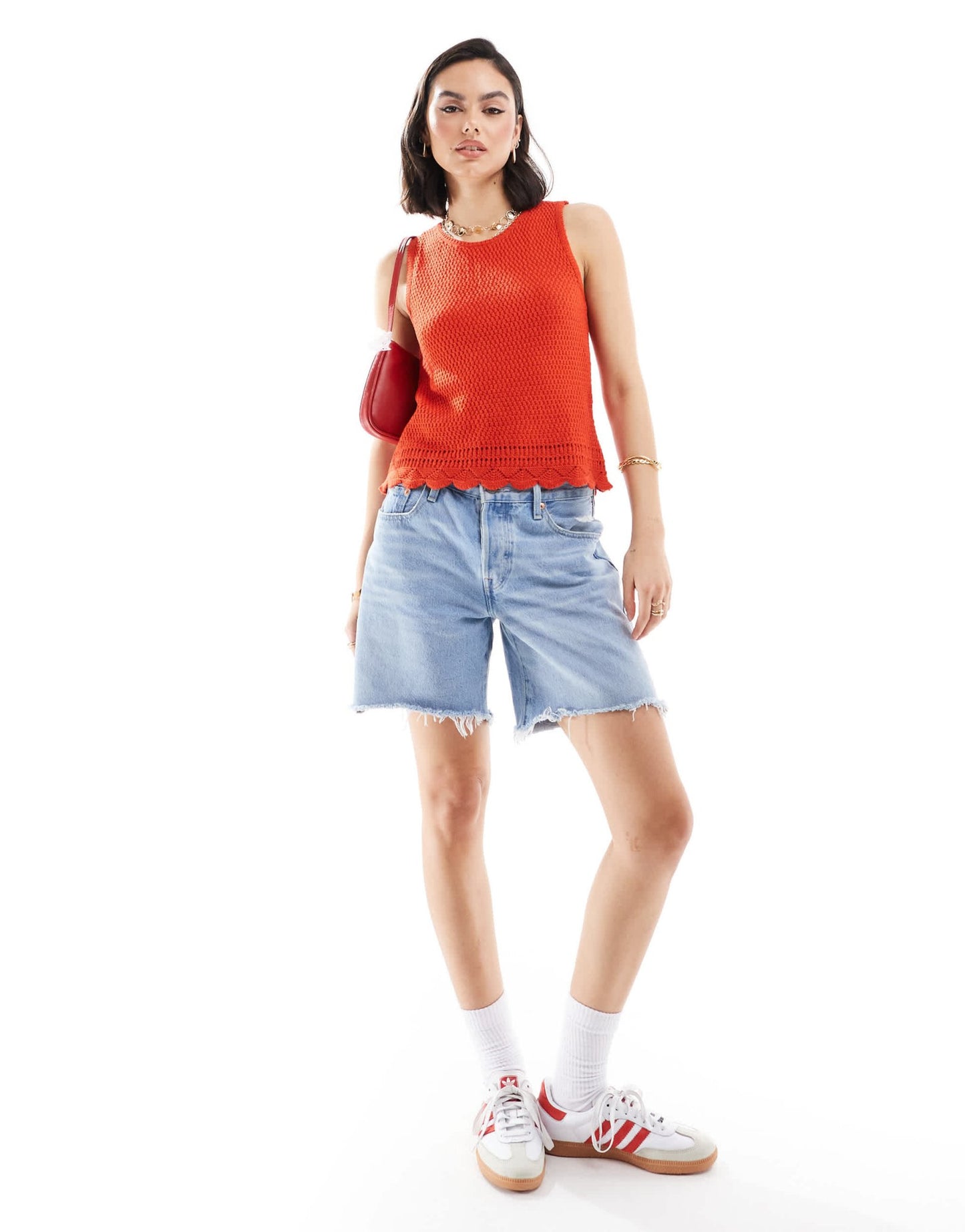 JDY knitted tank top with back tie detail in red - ASOS Sample Sale EU Store