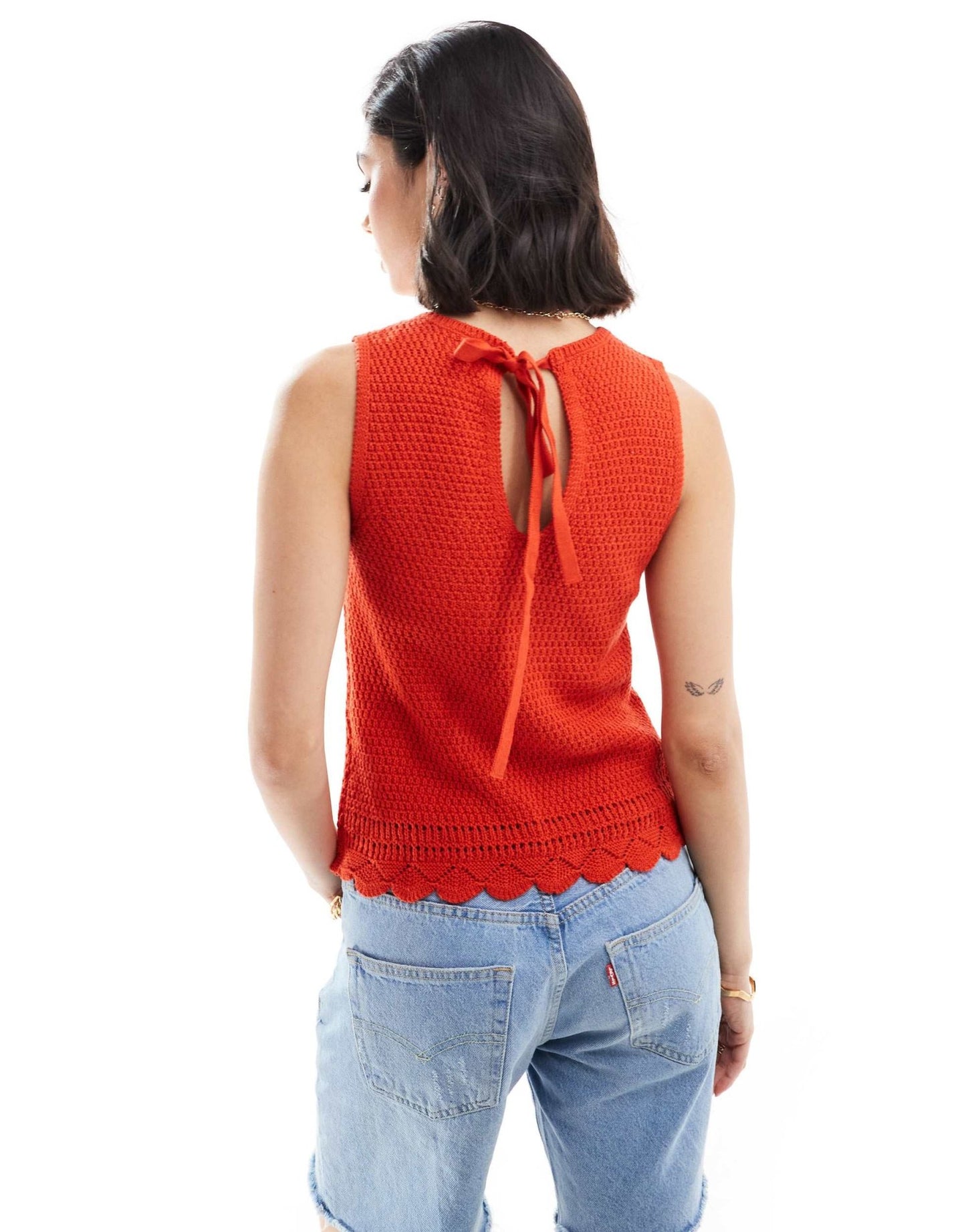 JDY knitted tank top with back tie detail in red - ASOS Sample Sale EU Store