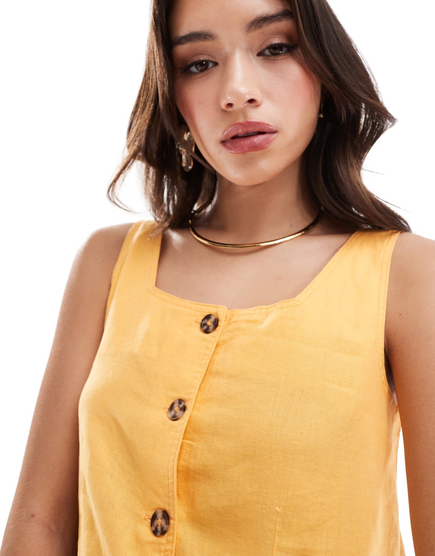 JDY linen mix square neck waistcoat co - ord in orange - ASOS Sample Sale EU Store