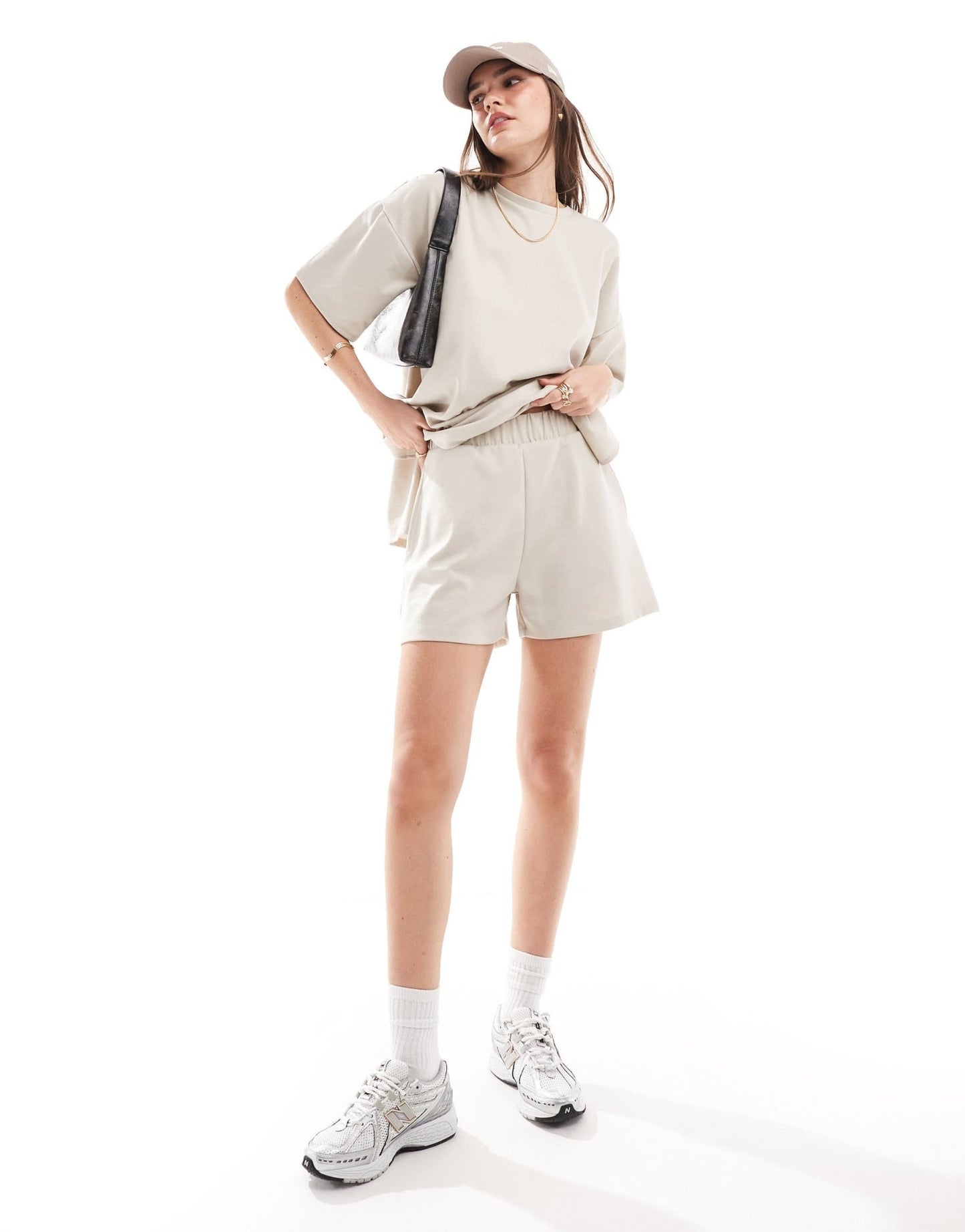 JDY loose fit short co - ord in stone - ASOS Sample Sale EU Store