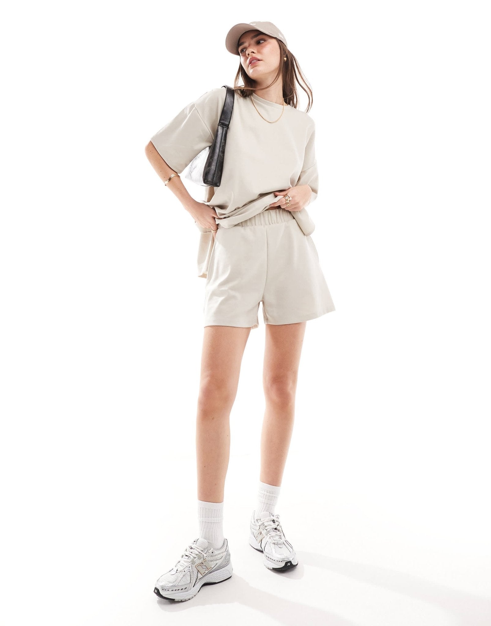 JDY loose fit short co - ord in stone - ASOS Sample Sale EU Store
