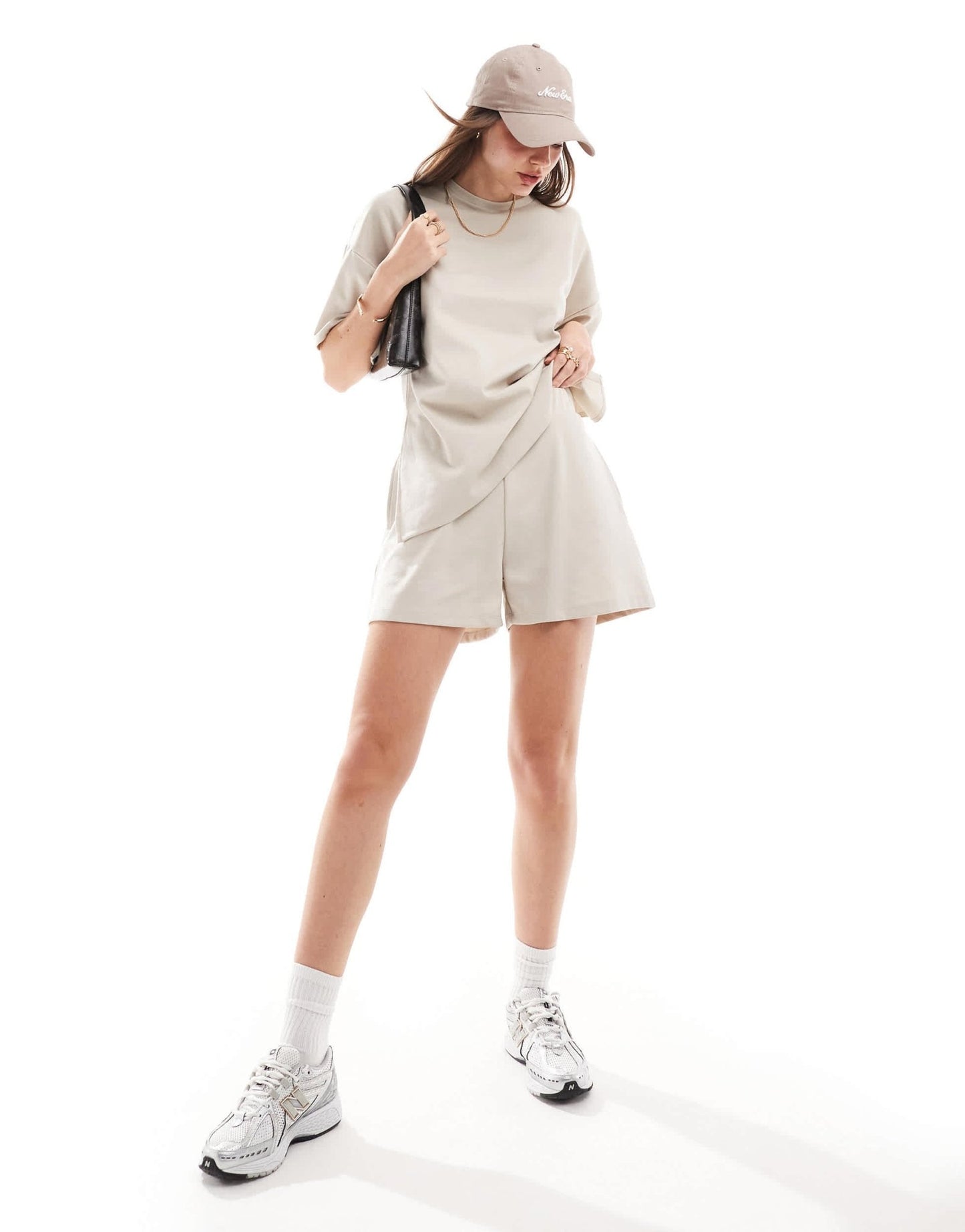 JDY oversized t-shirt with side spit co - ord in stone - ASOS Sample Sale EU Store
