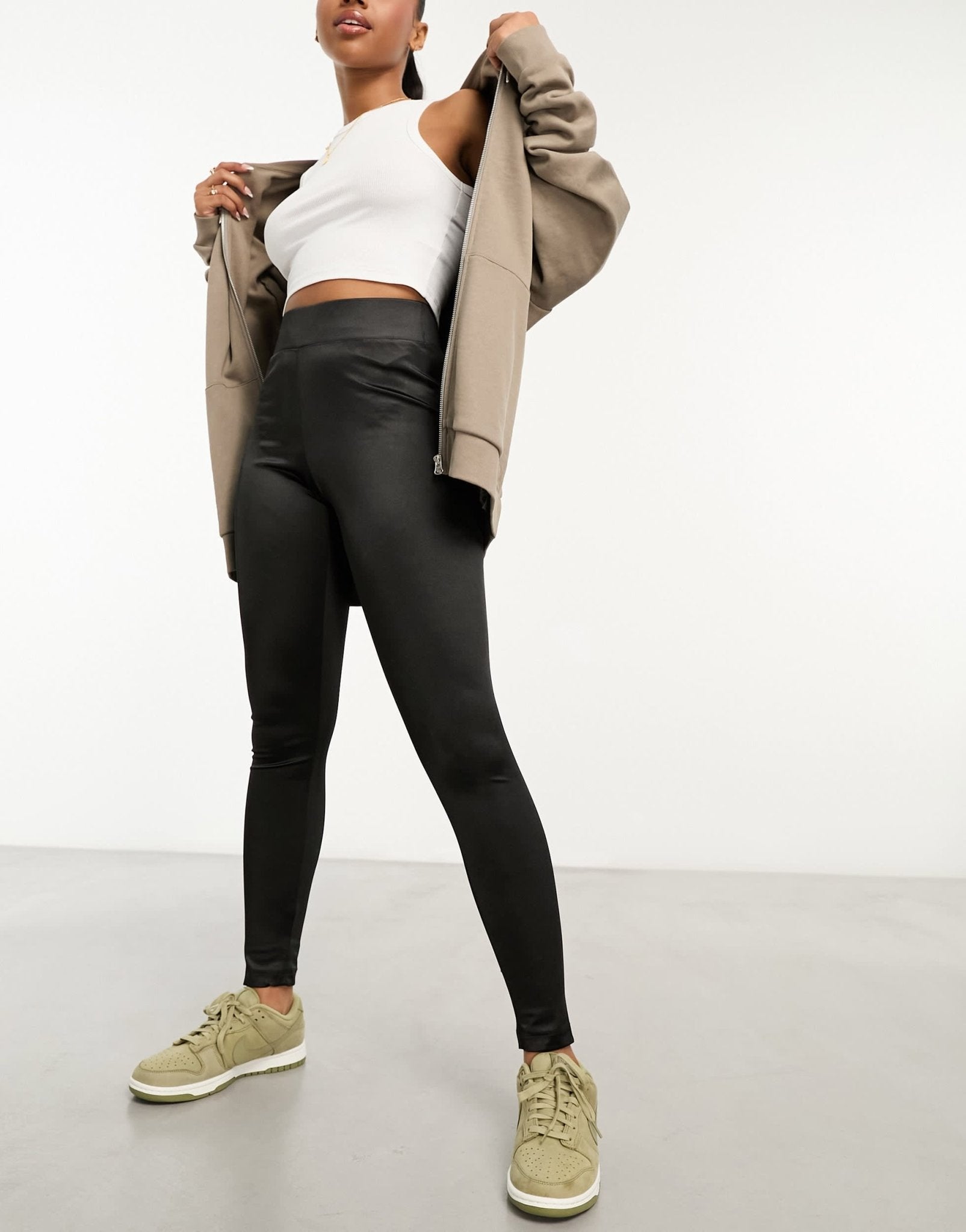 JDY shiny disco leggings in black - ASOS Sample Sale EU Store