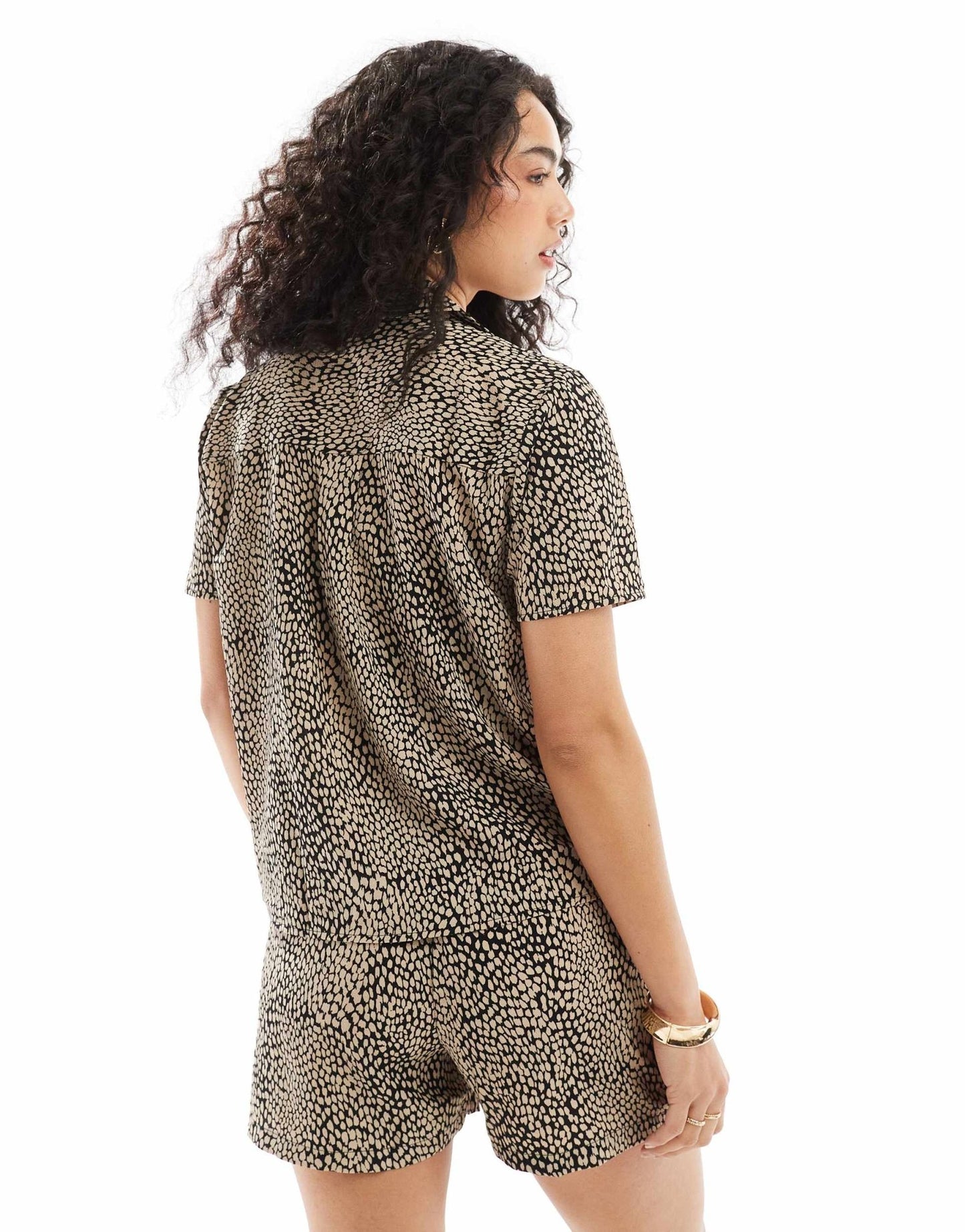 JDY textured shirt co - ord in black & beige print - ASOS Sample Sale EU Store