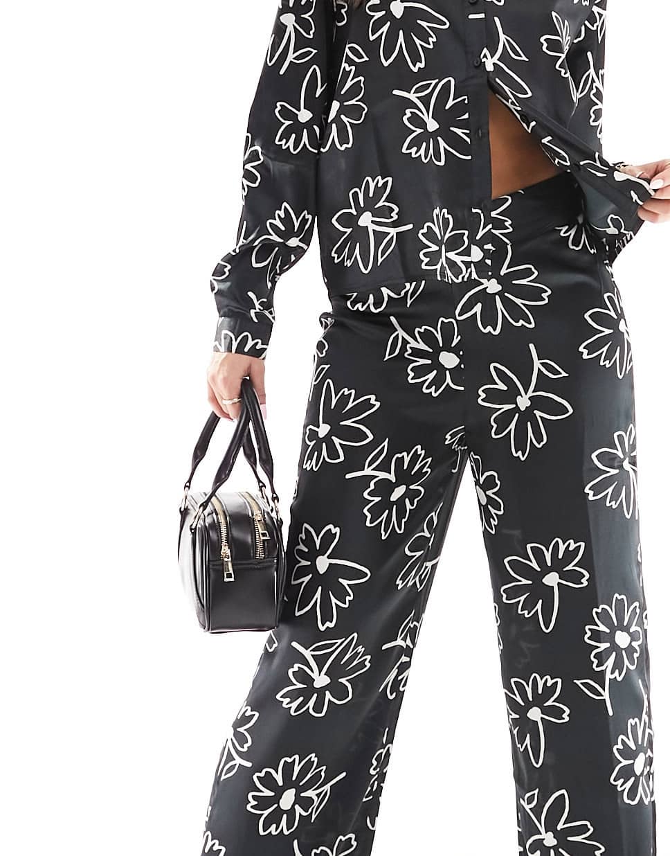 JDY wide leg trouser co - ord in black floral print - ASOS Sample Sale EU Store