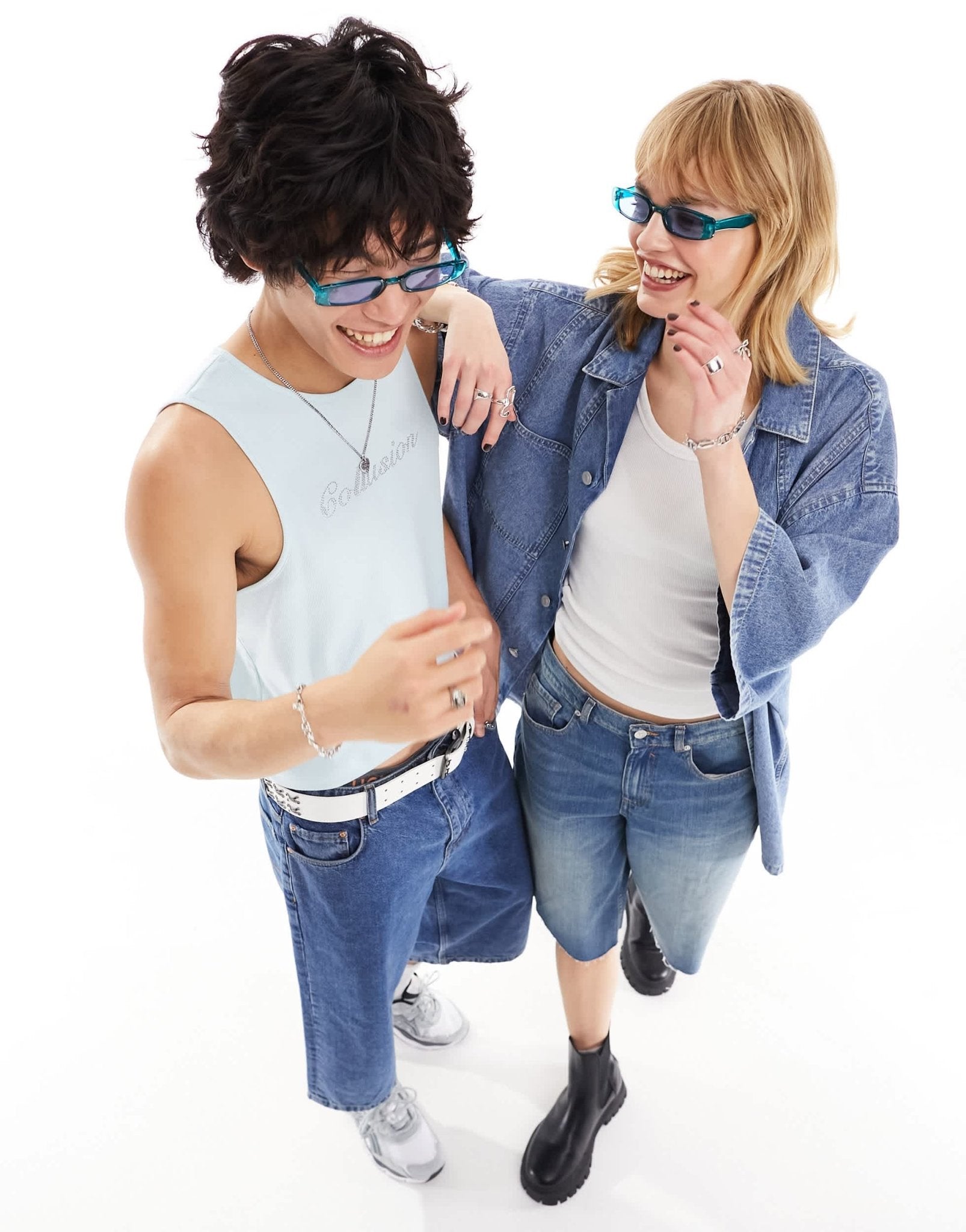 Jeepers Peepers rectangle sunglasses in blue - ASOS Sample Sale EU Store