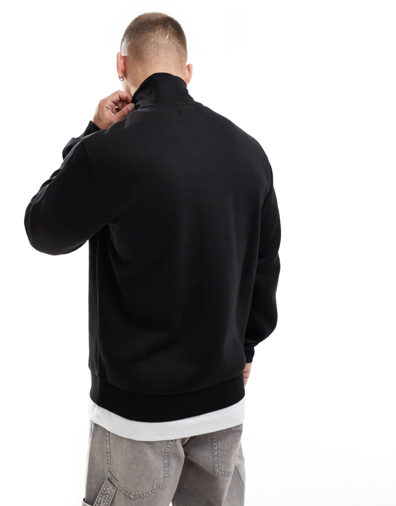 JJ Rebel half zip sweatshirt with small chest logo in black - ASOS Sample Sale EU Store