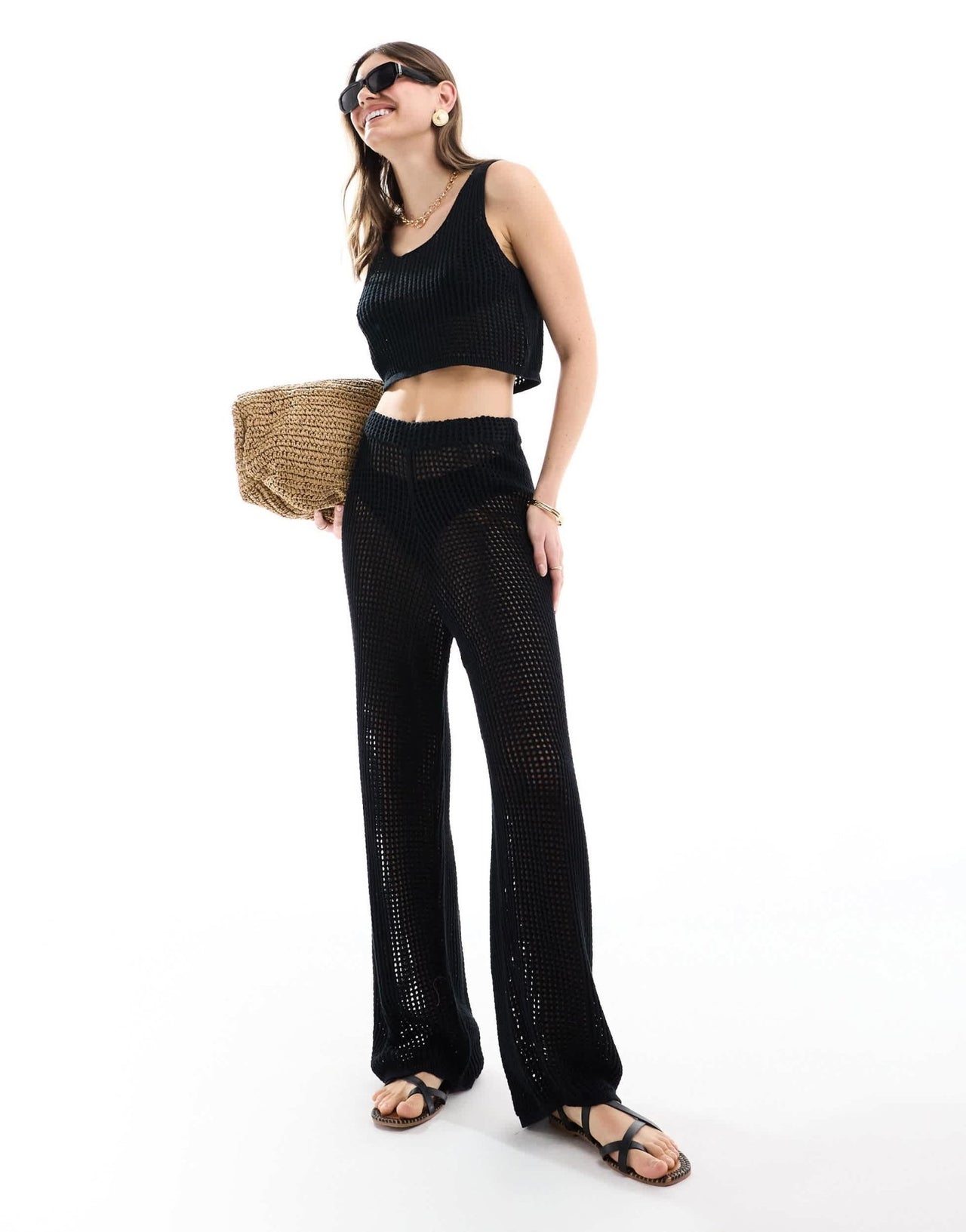 JJXX co - ord crochet trousers in black - ASOS Sample Sale EU Store
