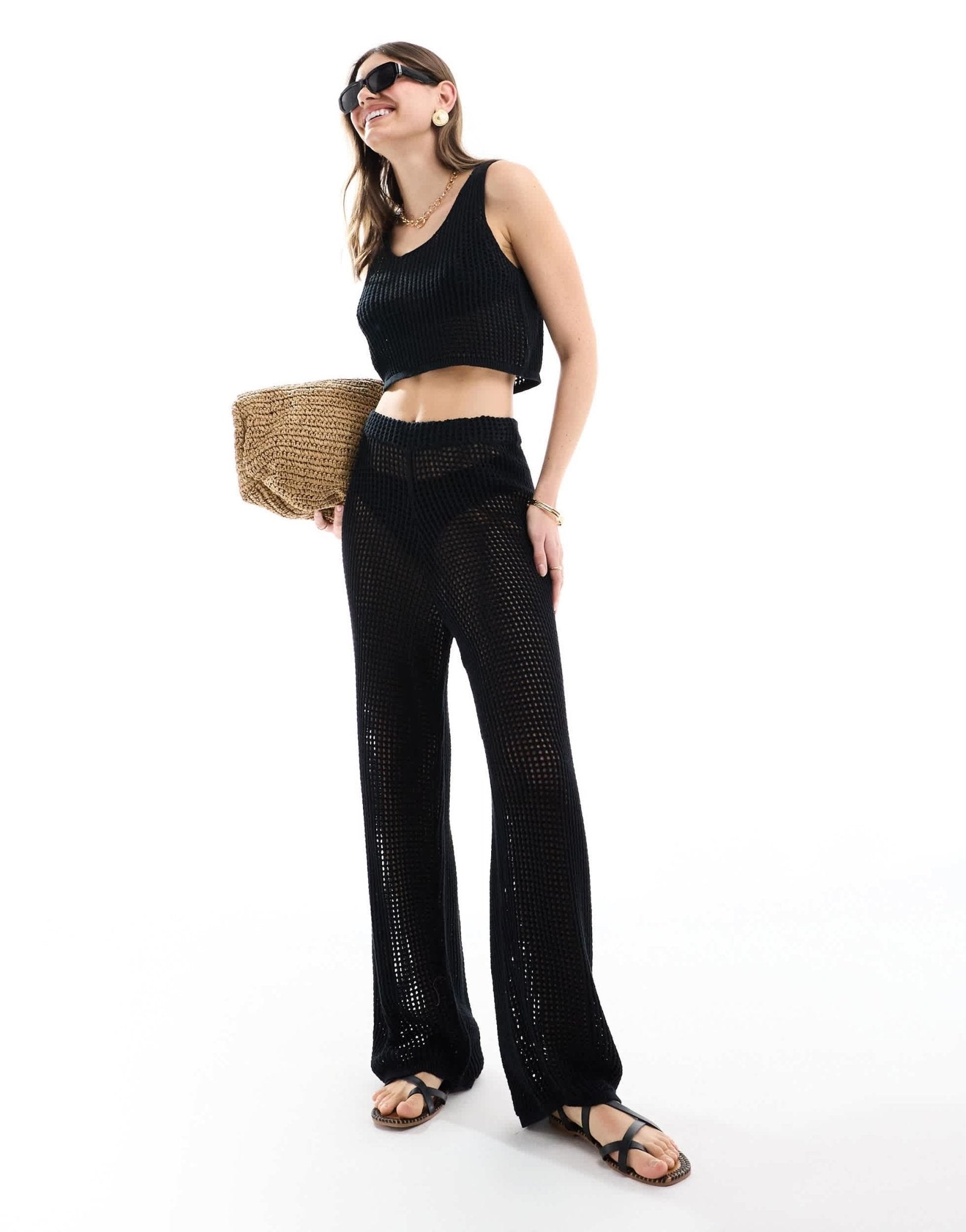 JJXX co - ord crochet trousers in black - ASOS Sample Sale EU Store