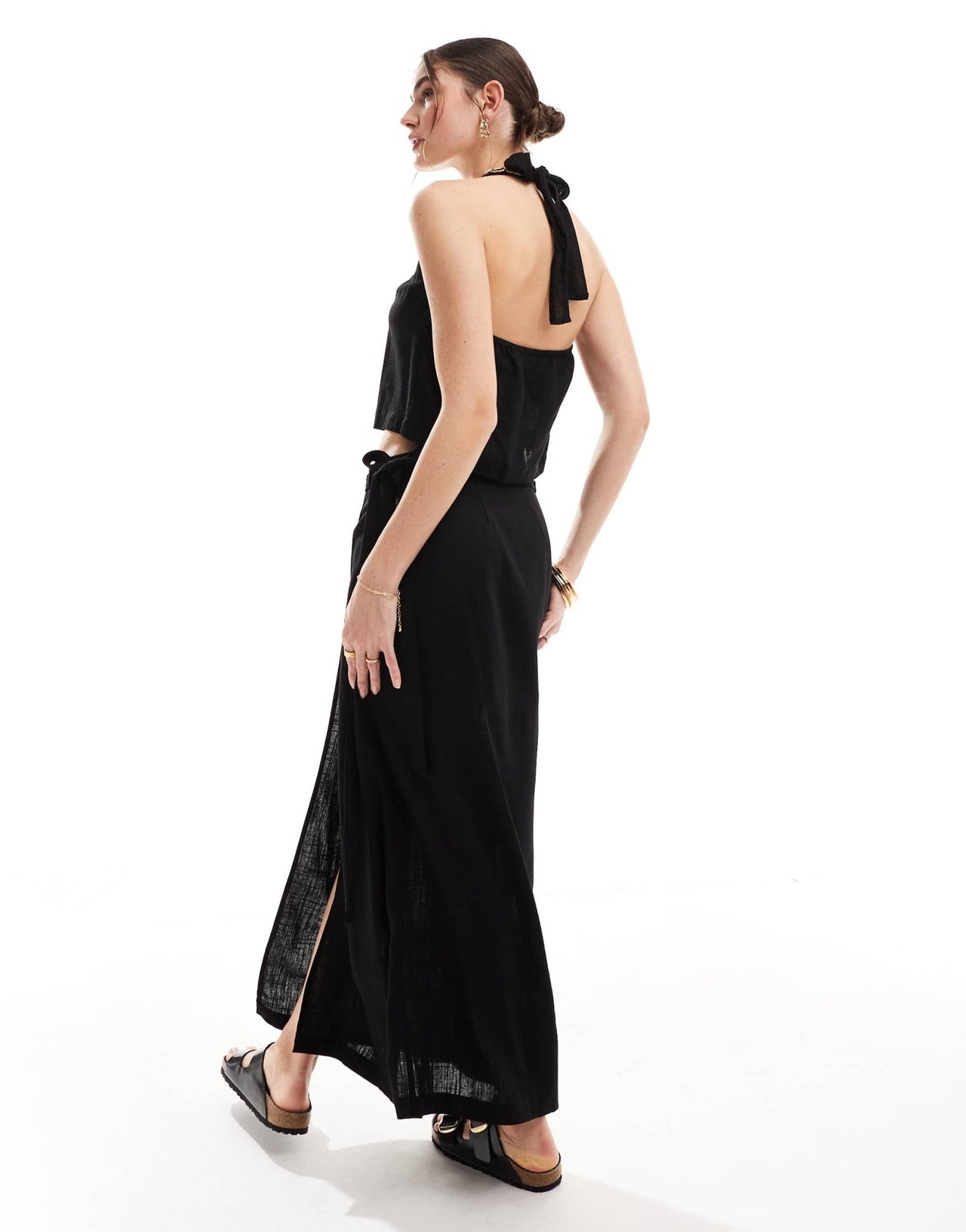 JJXX co - ord linen mix halterneck top in black - ASOS Sample Sale EU Store