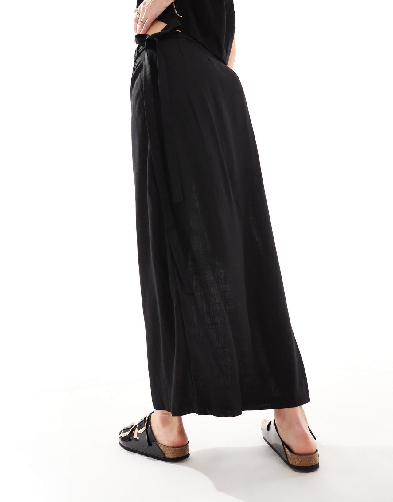 JJXX co - ord linen mix wrap maxi skirt in black - ASOS Sample Sale EU Store