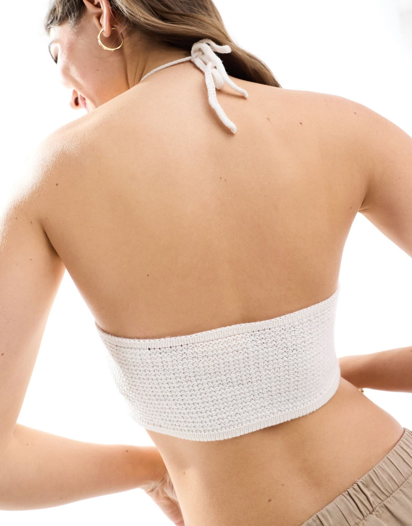 JJXX crochet halterneck top in beige - ASOS Sample Sale EU Store