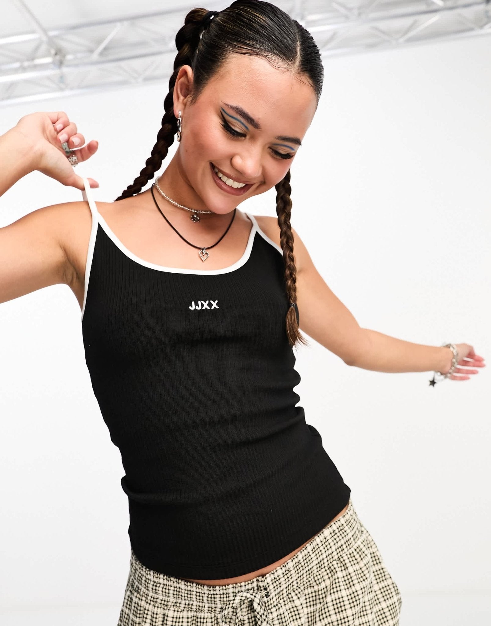 JJXX logo ribbed vest in black and white - ASOS Sample Sale EU Store