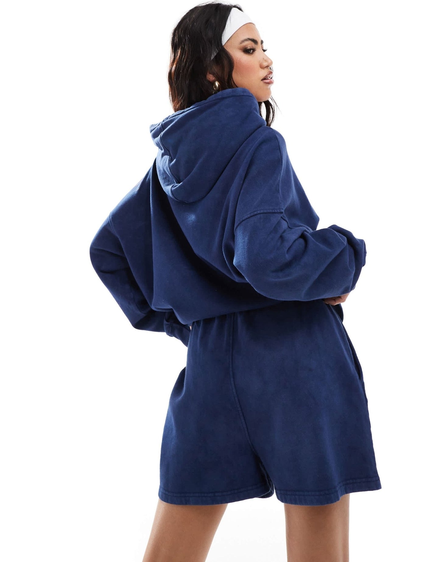 Kaiia cotton blend applique sweat shorts co - ord in denim blue - ASOS Sample Sale EU Store