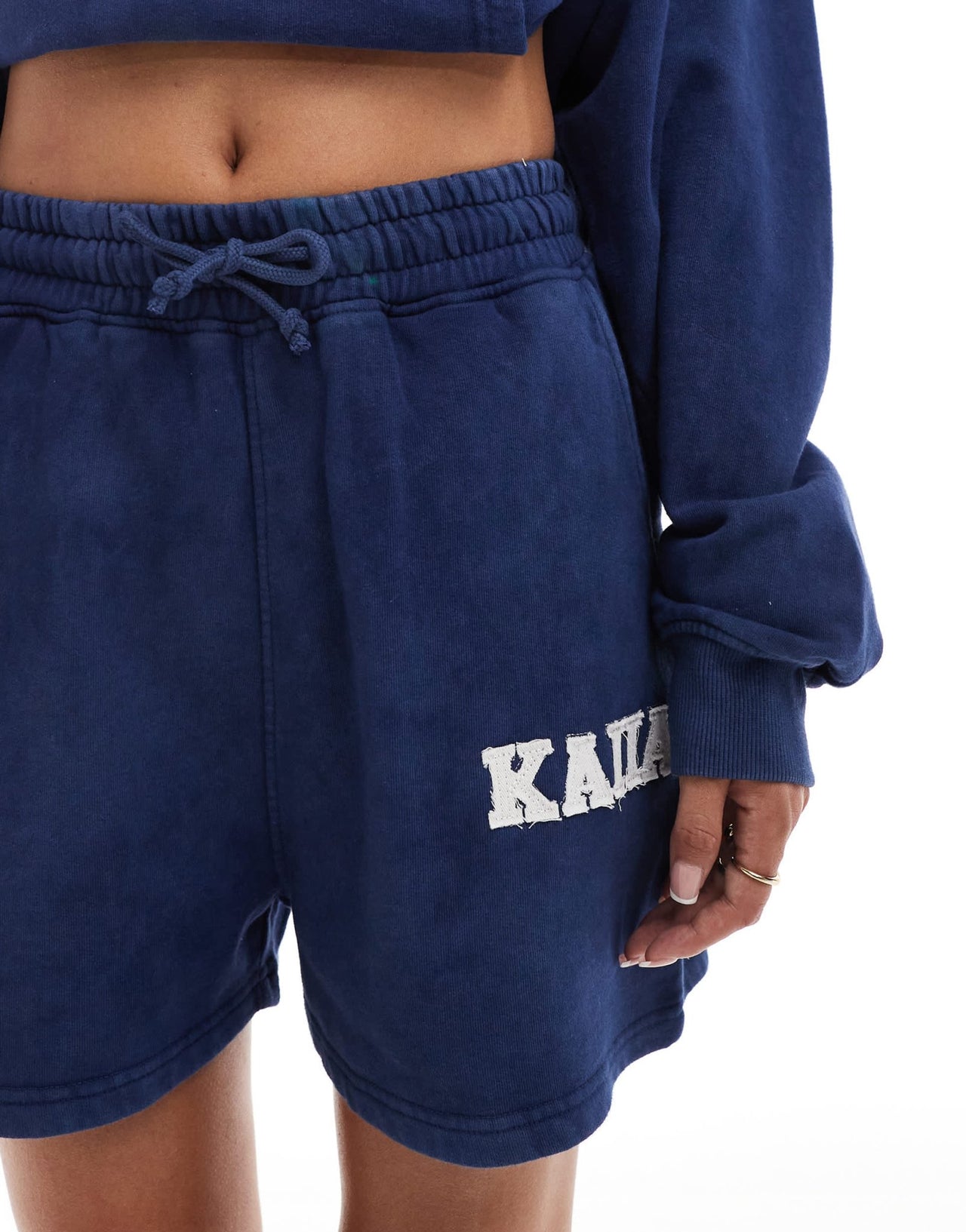 Kaiia cotton blend applique sweat shorts co - ord in denim blue - ASOS Sample Sale EU Store