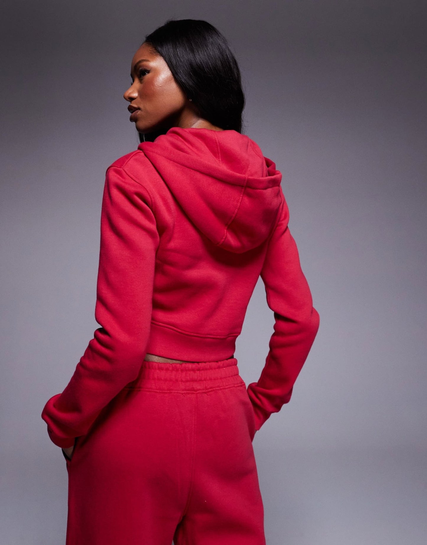 Kaiia cotton blend embroidered logo oversized hoodie co - ord in red and pink - ASOS Sample Sale EU Store