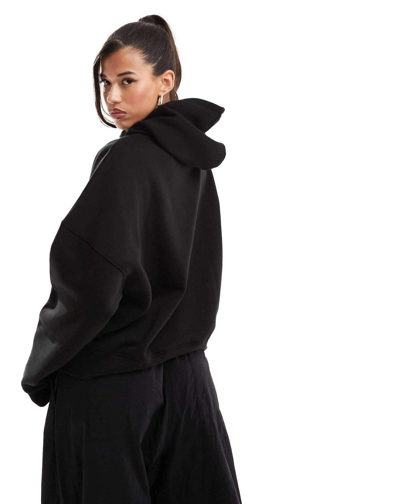 Kaiia cotton blend sport oversized hoodie in black - ASOS Sample Sale EU Store