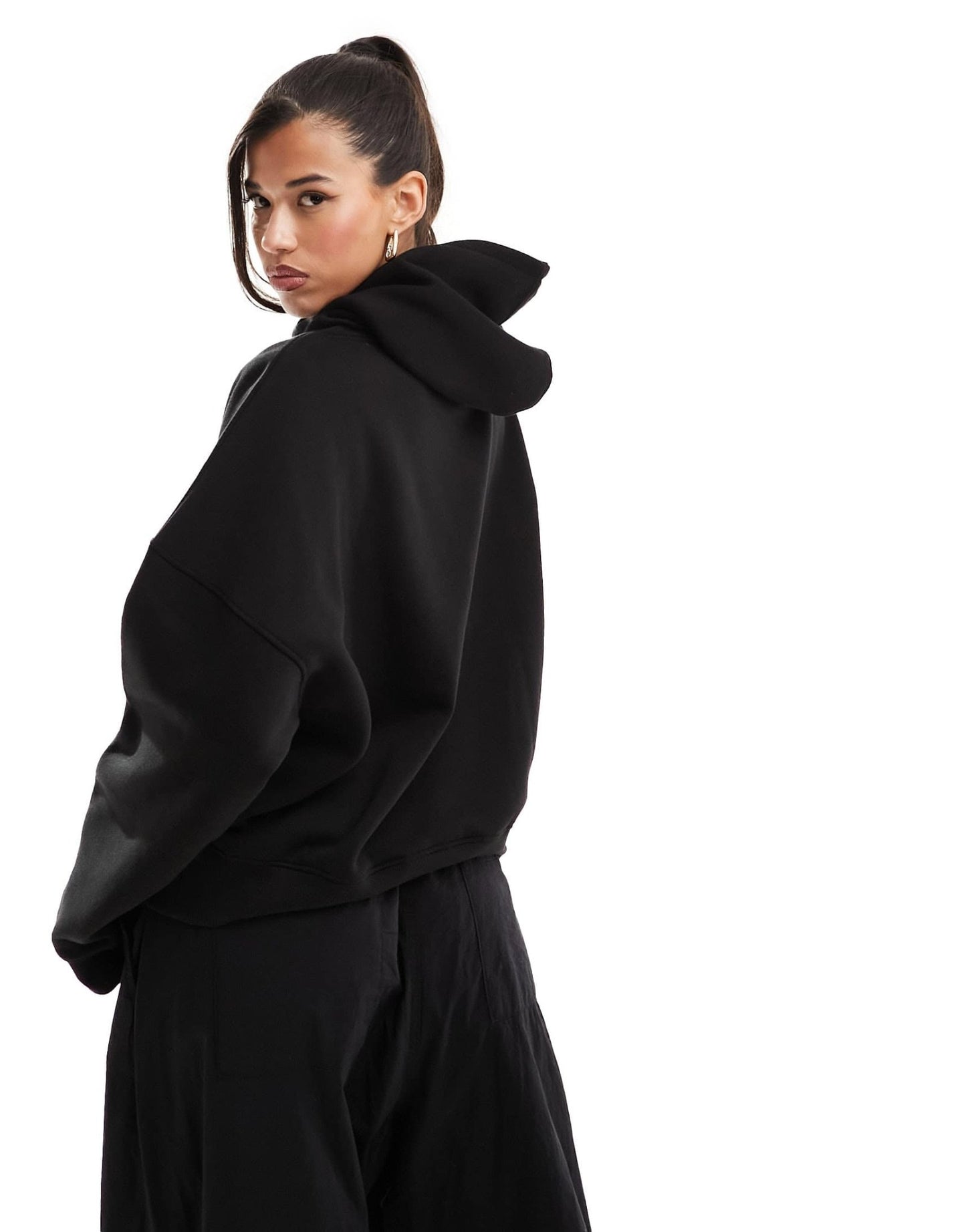 Kaiia cotton blend sport oversized hoodie in black - ASOS Sample Sale EU Store