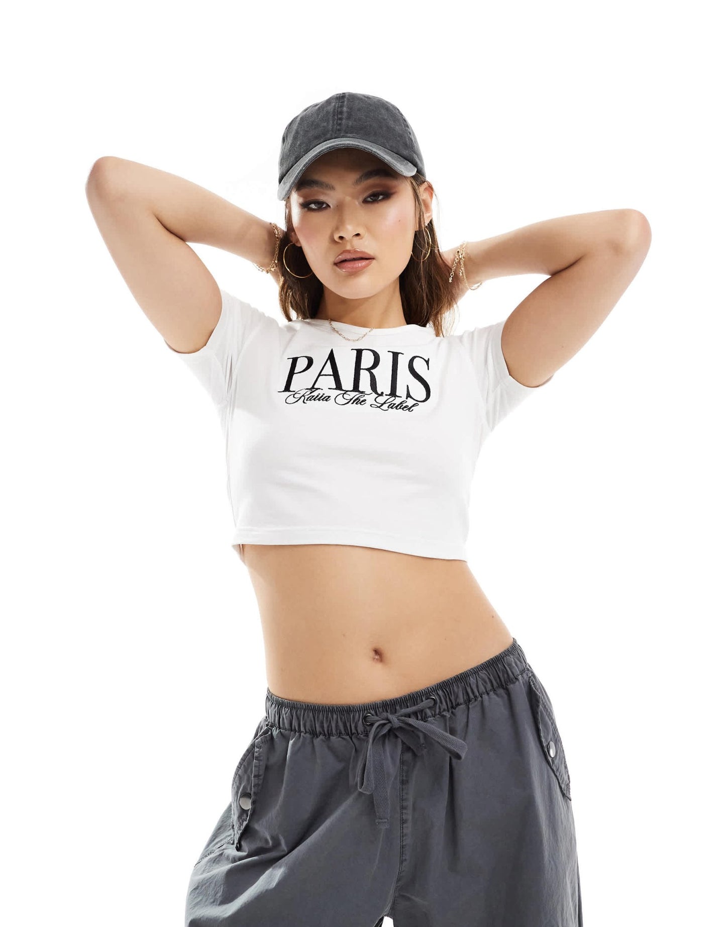 Kaiia cotton rich Paris motif baby tee in white - ASOS Sample Sale EU Store