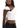 Kaiia exclusive bow detail cropped top in white