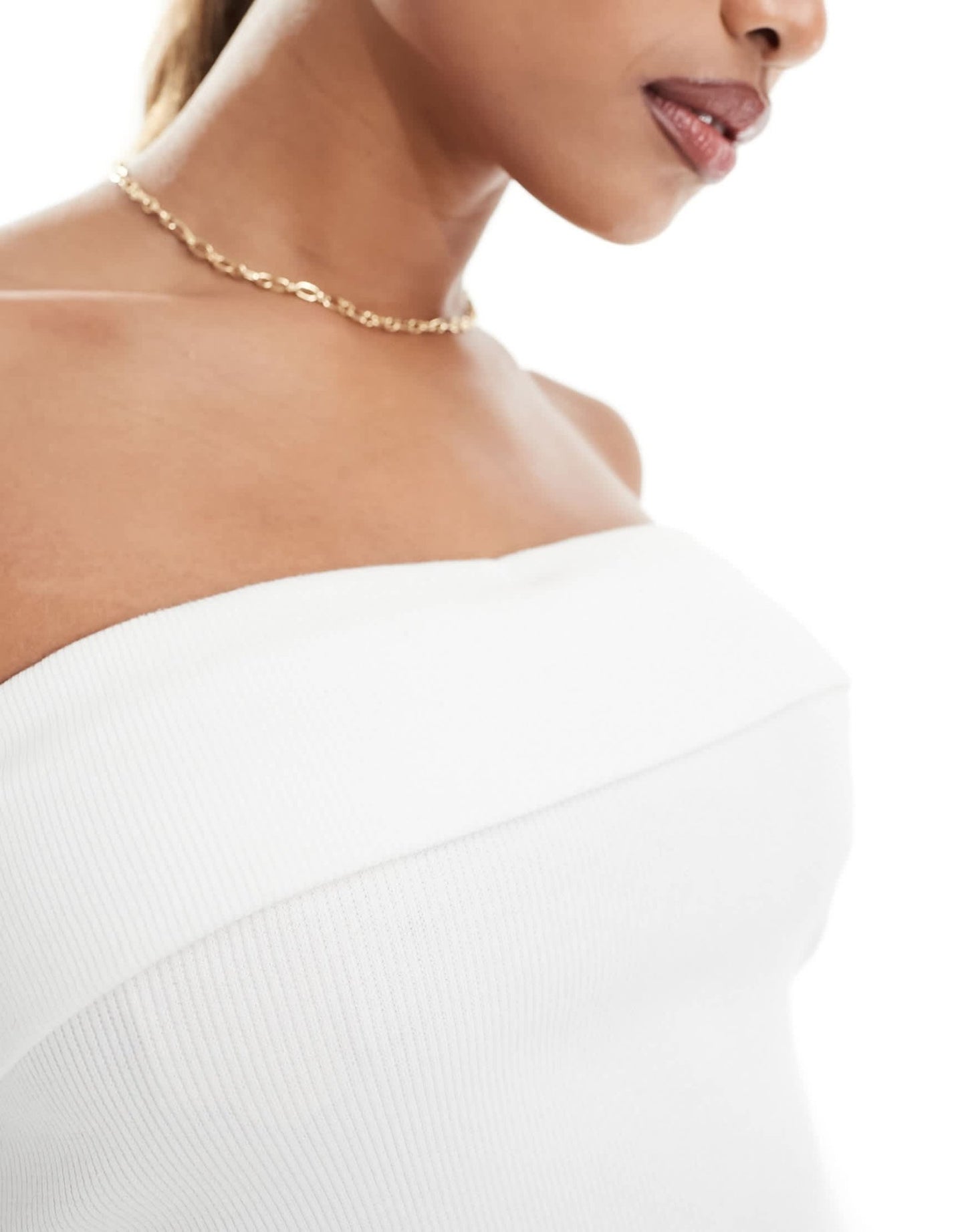 Kaiia exclusive cotton rich ribbed fold over bandeau top in white - ASOS Sample Sale EU Store