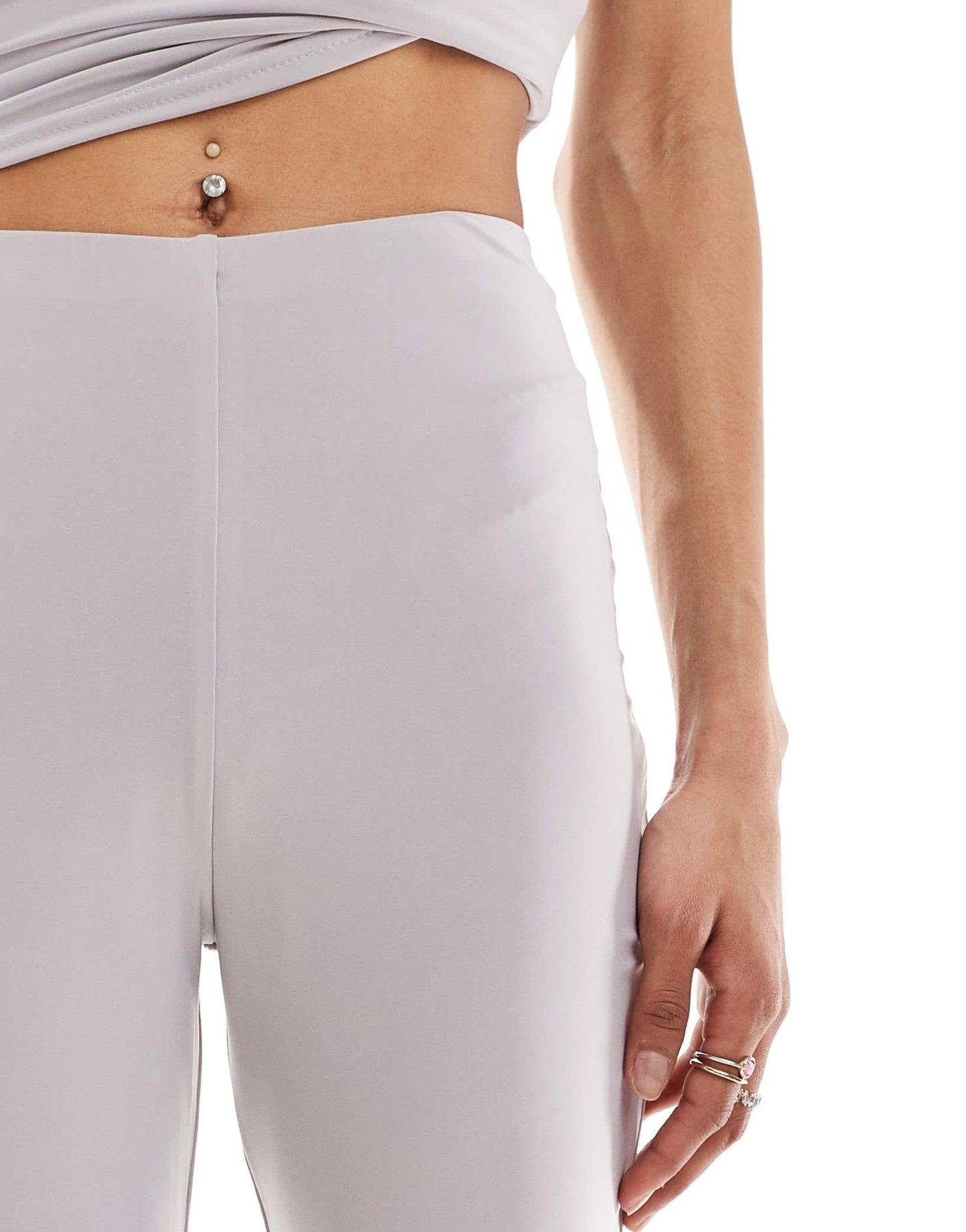 Kaiia exclusive double layered slinky flared trousers co - ord in light grey - ASOS Sample Sale EU Store