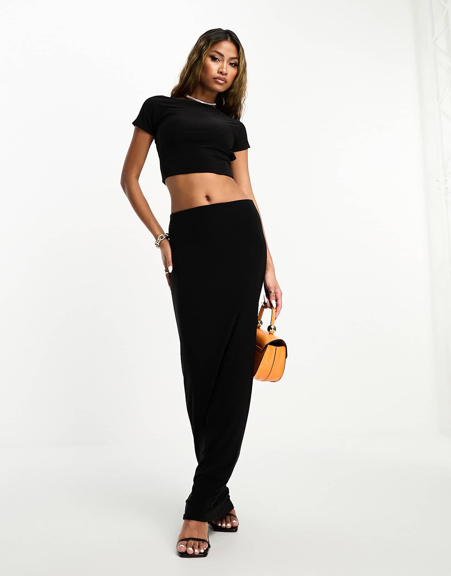 Kaiia exclusive double layered slinky low back top co - ord in black - ASOS Sample Sale EU Store