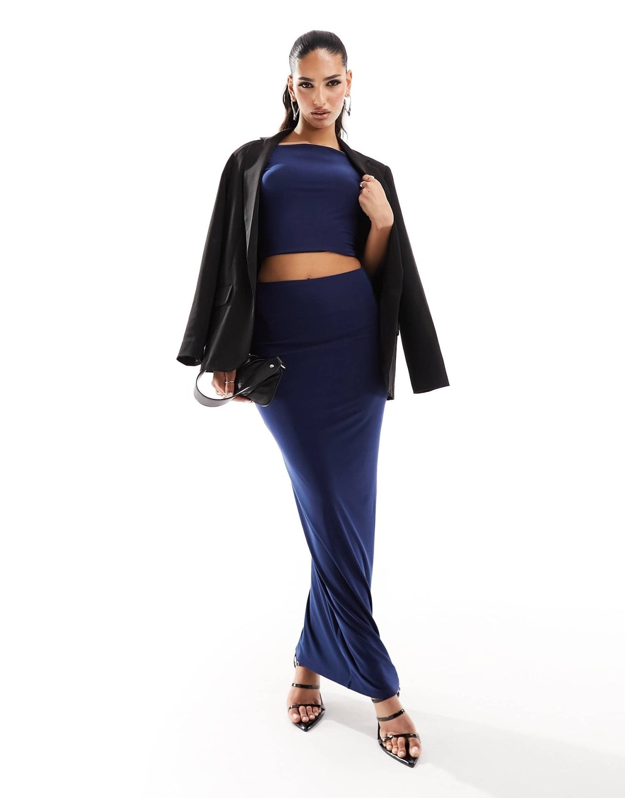 Kaiia exclusive double layered slinky low back top co - ord in blue - ASOS Sample Sale EU Store