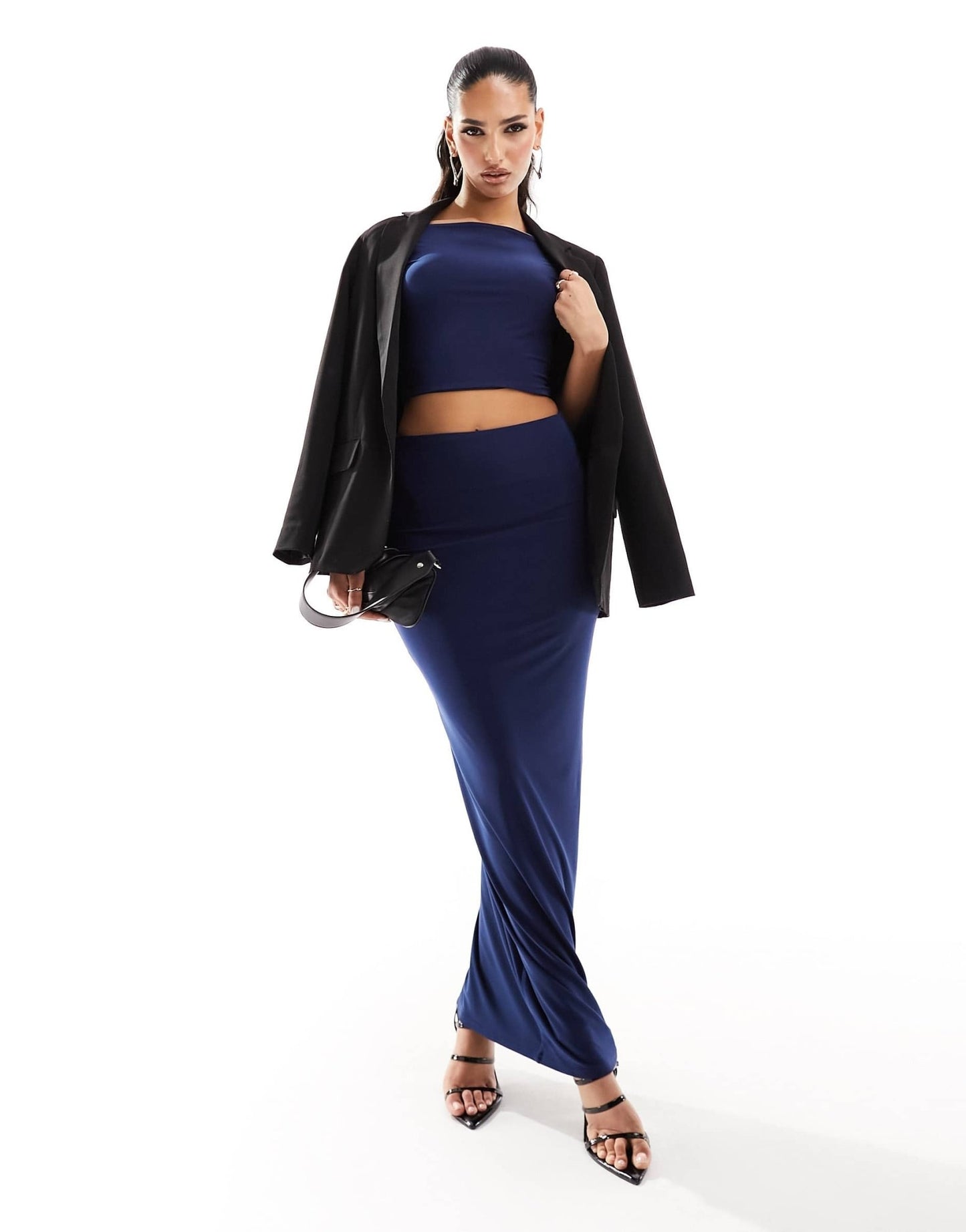 Kaiia exclusive double layered slinky low back top co - ord in blue - ASOS Sample Sale EU Store
