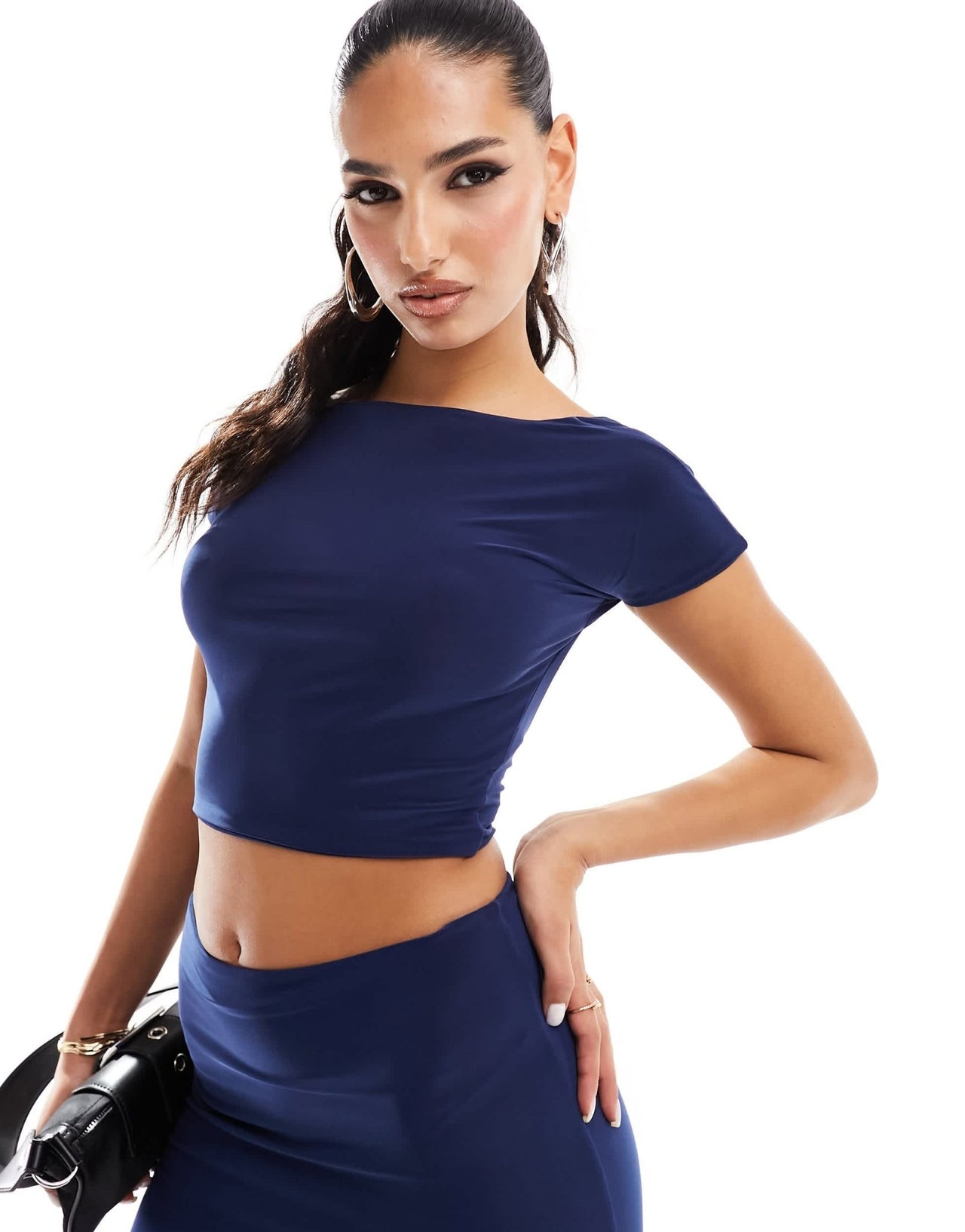 Kaiia exclusive double layered slinky low back top co - ord in blue - ASOS Sample Sale EU Store
