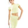 Kaiia exclusive double layered slinky low back top co-ord in pale yellow