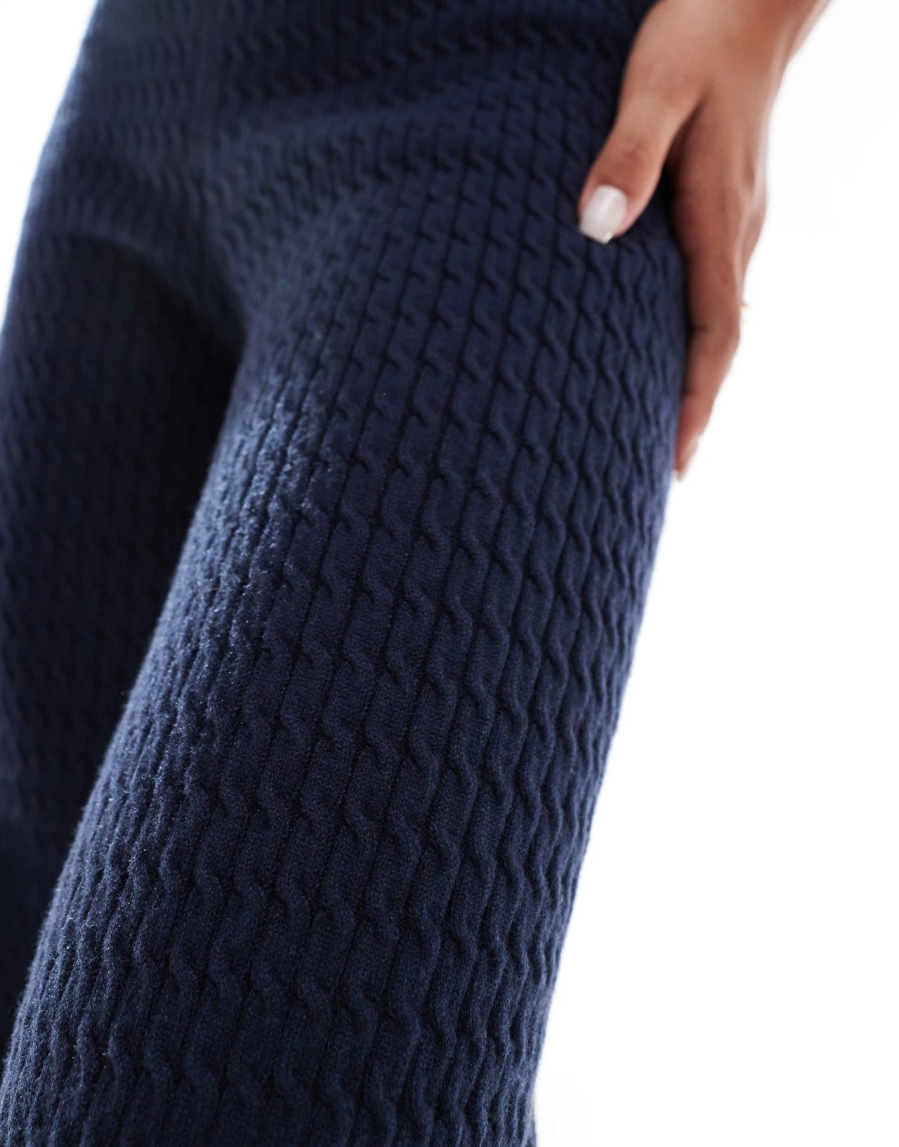 Kaiia exclusive fine cable knit wide leg trousers co - ord in navy - ASOS Sample Sale EU Store
