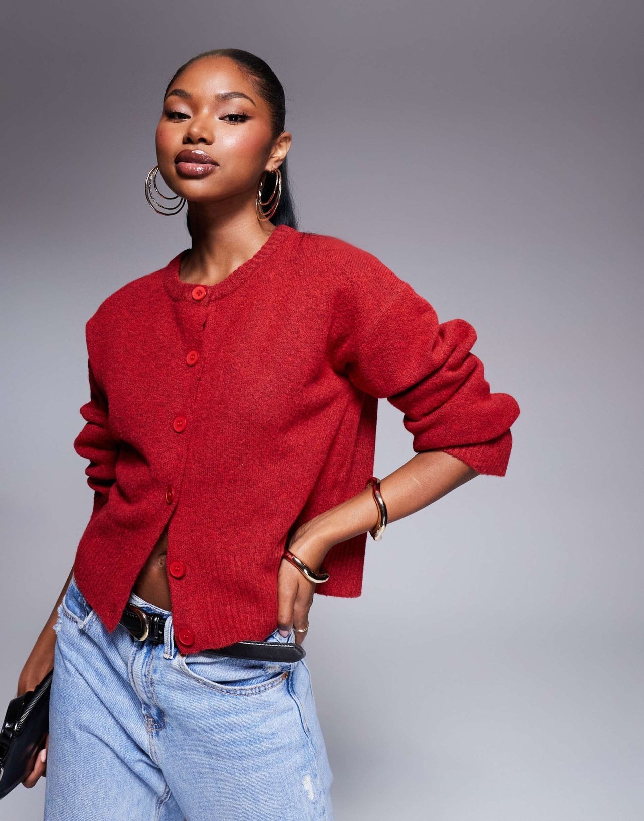 Kaiia exclusive knit cardigan in deep red - ASOS Sample Sale EU Store