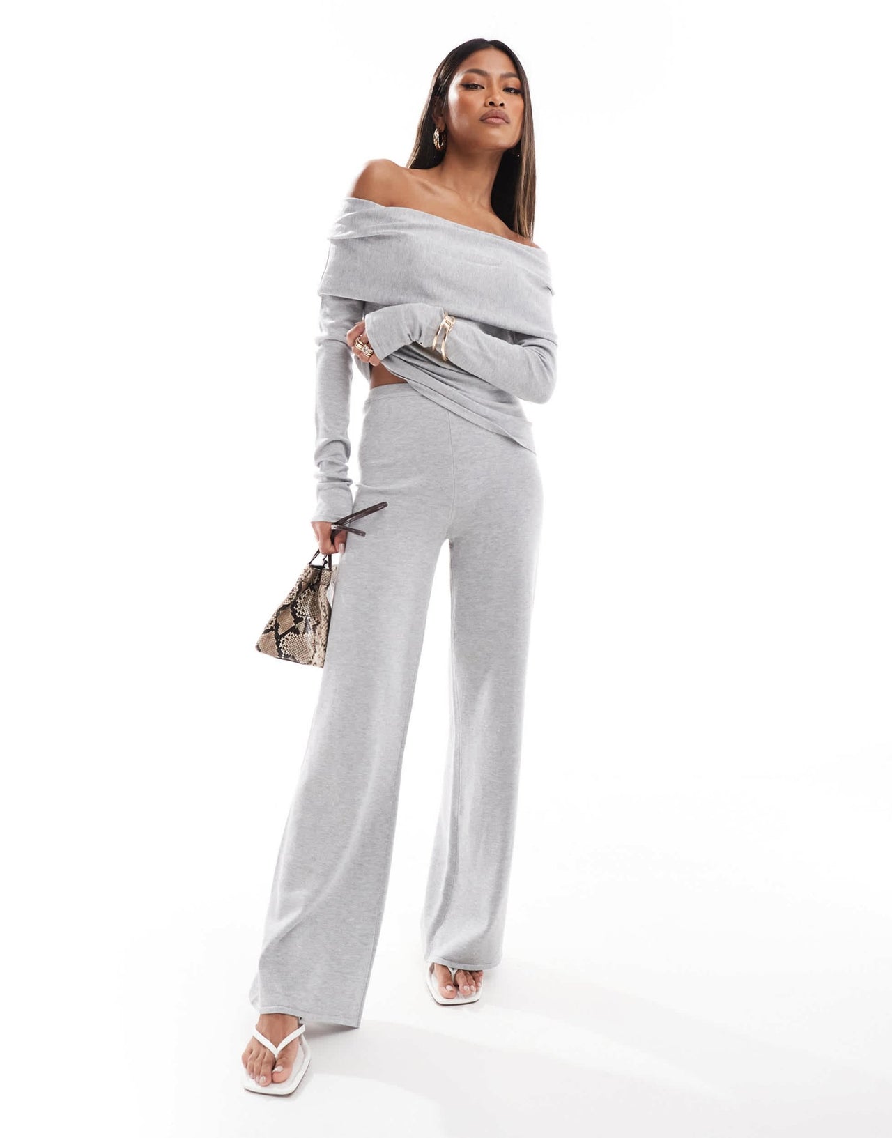 Kaiia exclusive knitted flared trousers co - ord in grey - ASOS Sample Sale EU Store