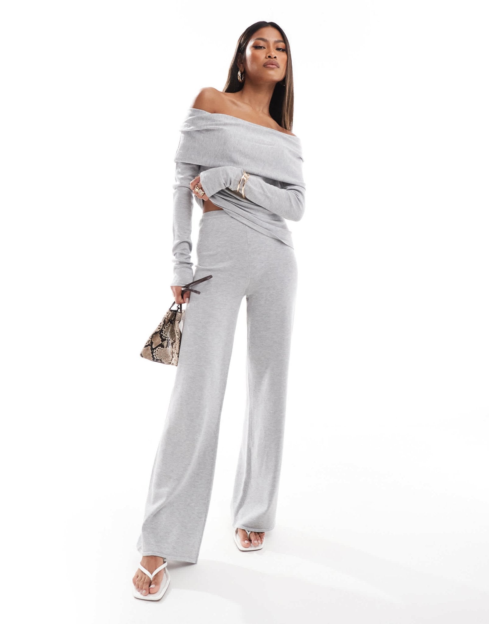 Kaiia exclusive knitted flared trousers co - ord in grey - ASOS Sample Sale EU Store