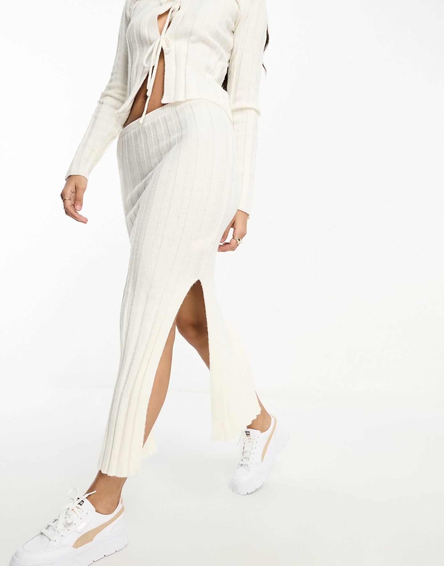 Kaiia exclusive knitted maxi skirt co - ord in cream - ASOS Sample Sale EU Store