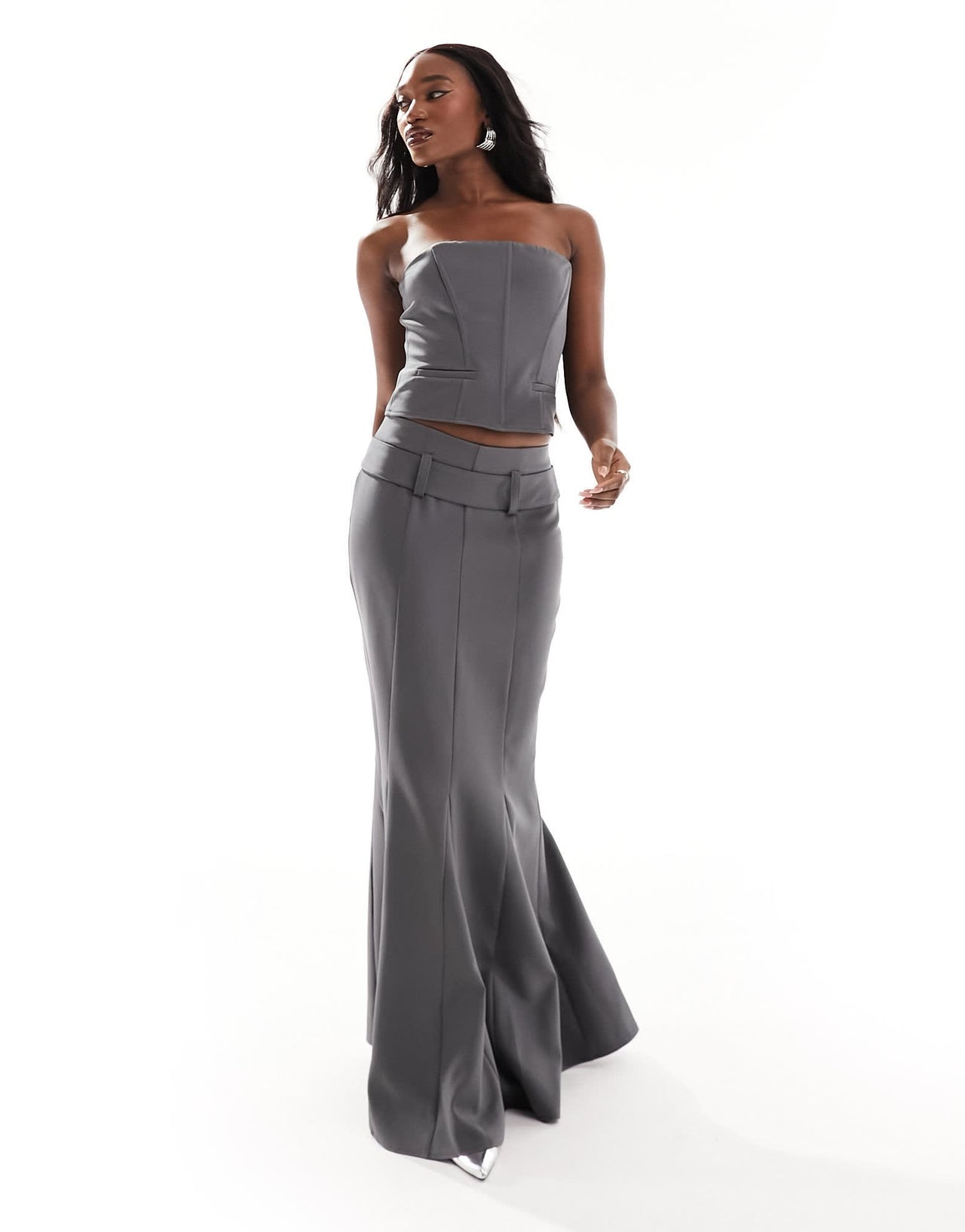 Kaiia exclusive tailored bandeau top co - ord in charcoal - ASOS Sample Sale EU Store