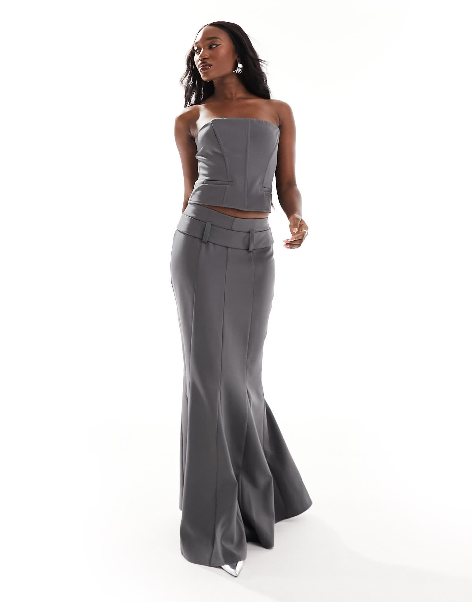 Kaiia exclusive tailored bandeau top co - ord in charcoal - ASOS Sample Sale EU Store