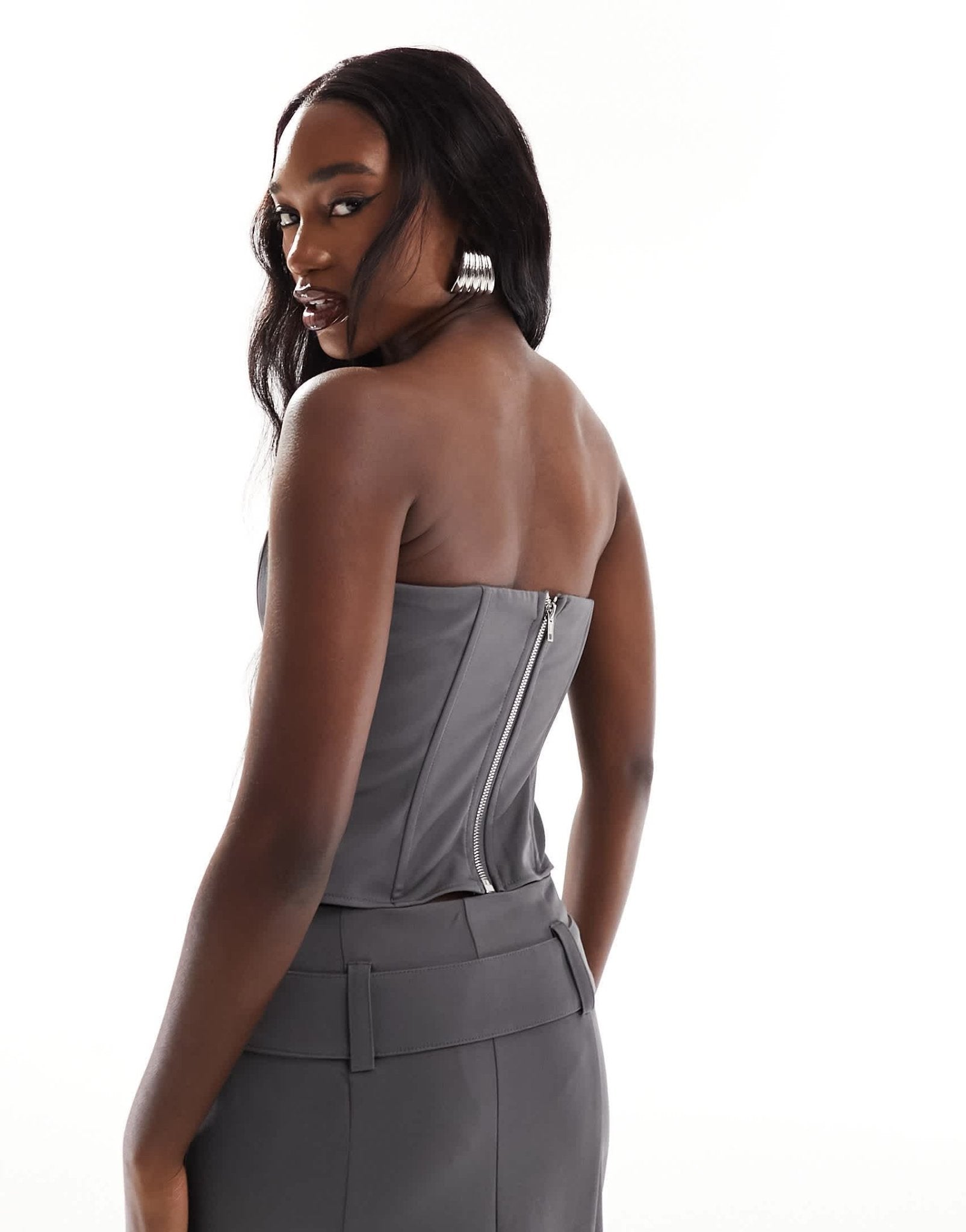 Kaiia exclusive tailored bandeau top co - ord in charcoal - ASOS Sample Sale EU Store