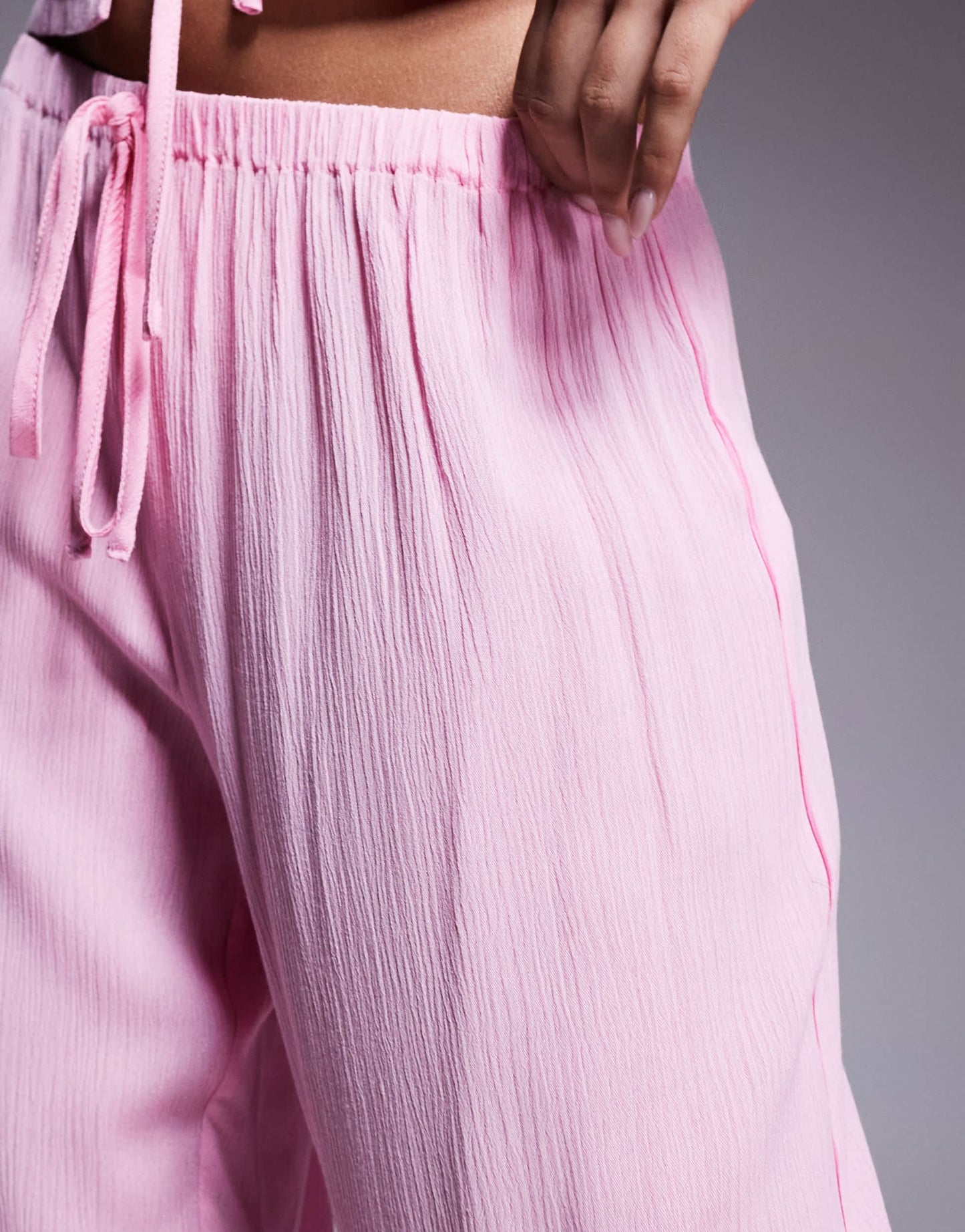 Kaiia exclusive textured beach wide leg trousers co - ord in pink - ASOS Sample Sale EU Store