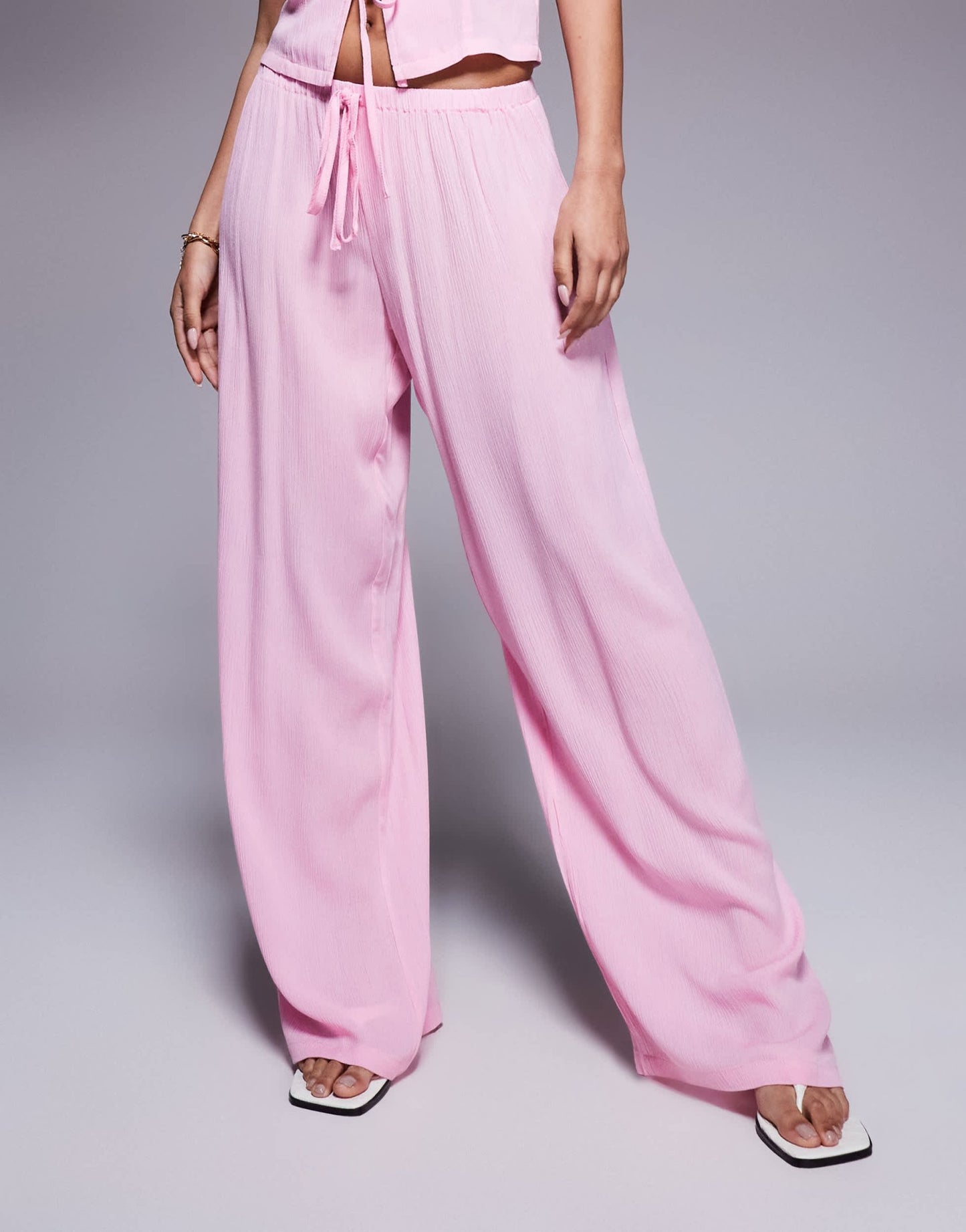 Kaiia exclusive textured beach wide leg trousers co - ord in pink - ASOS Sample Sale EU Store