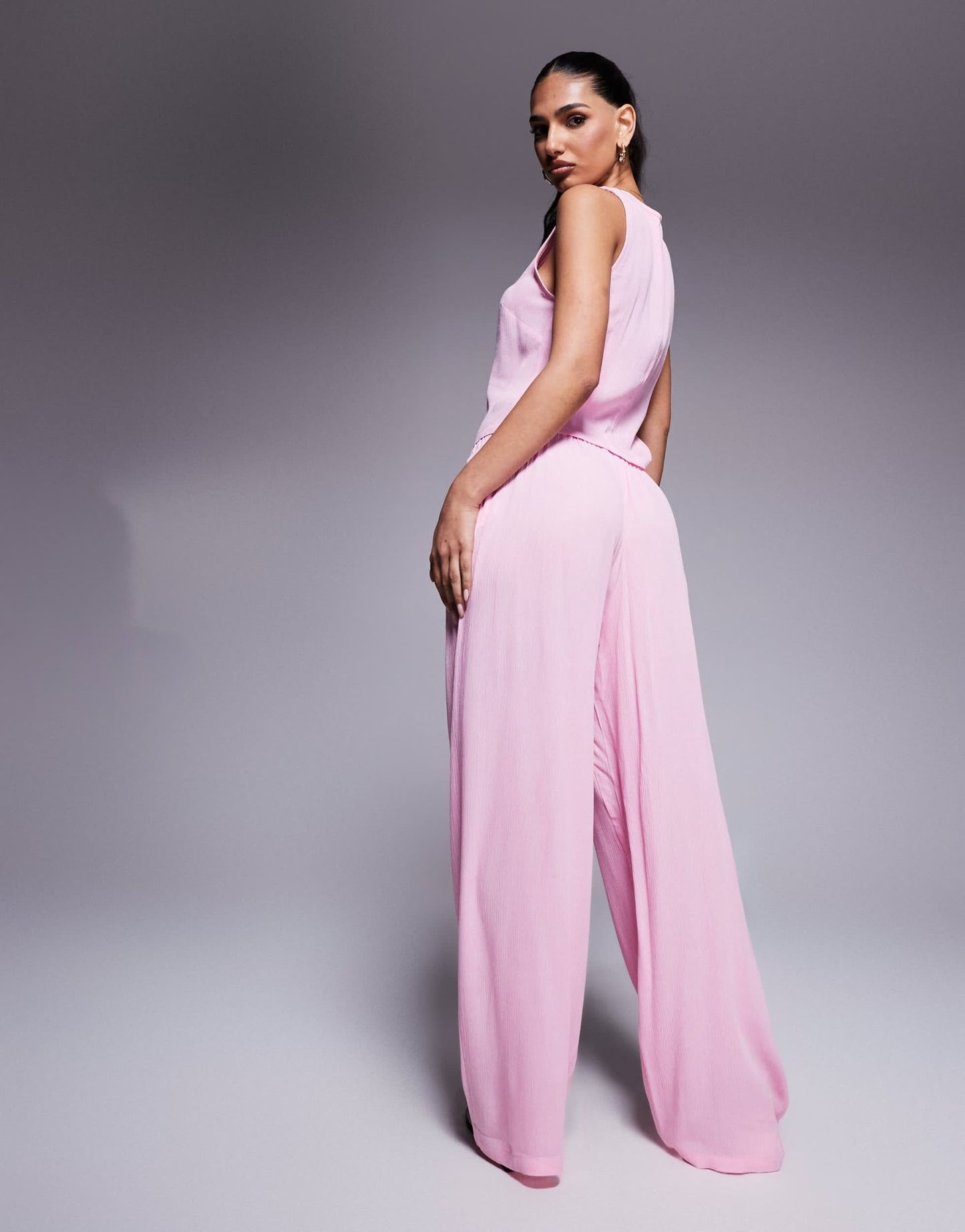 Kaiia exclusive textured beach wide leg trousers co - ord in pink - ASOS Sample Sale EU Store
