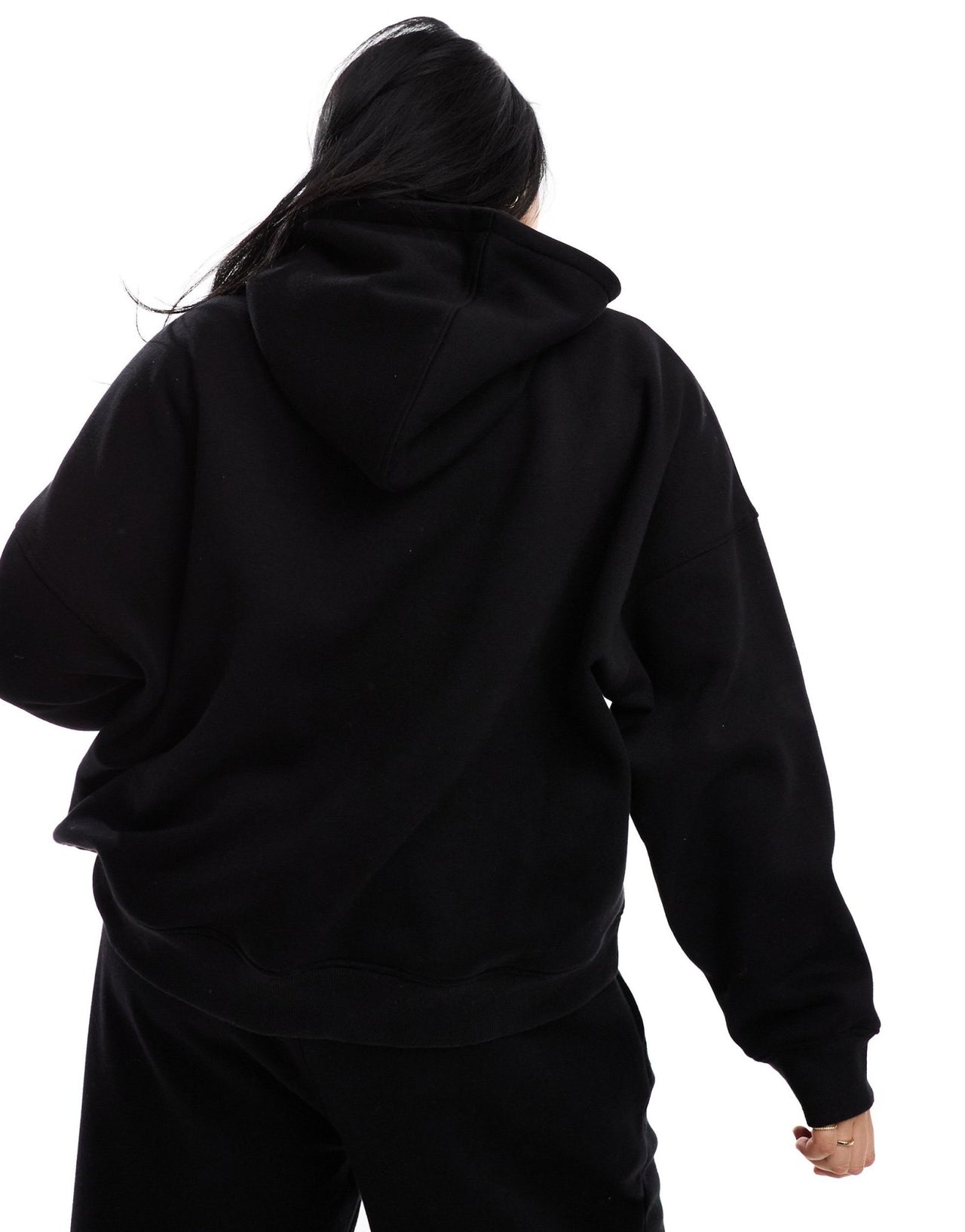Kaiia Plus cotton blend logo oversized hoodie co - ord in black - ASOS Sample Sale EU Store