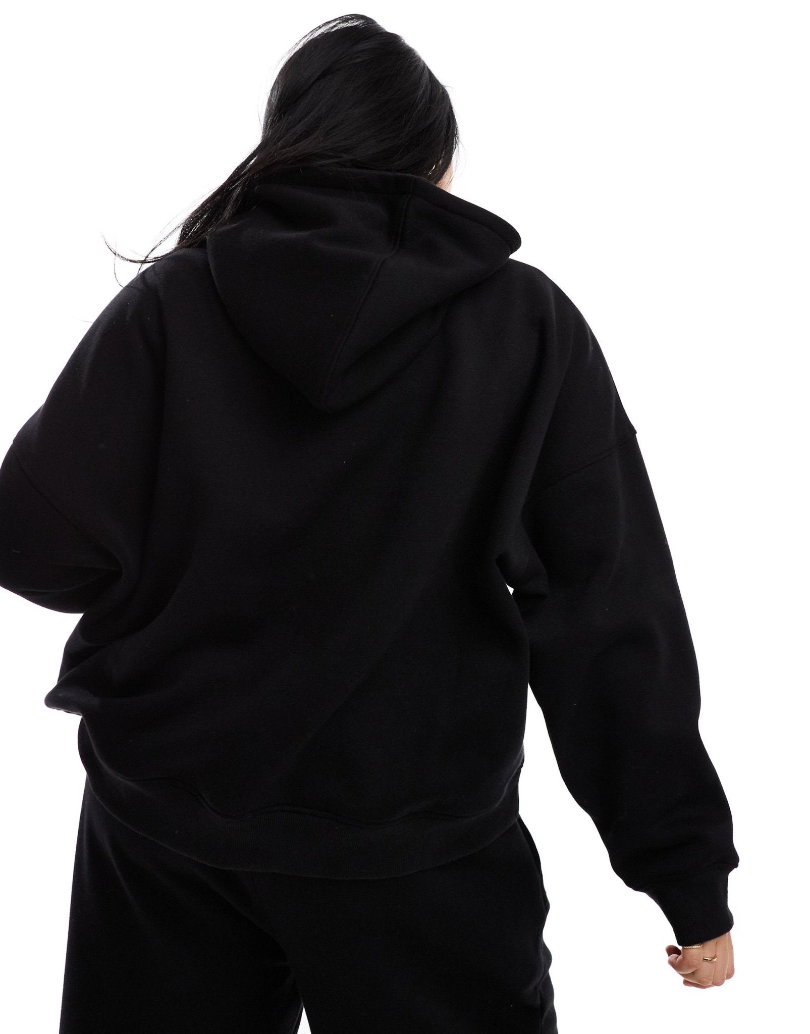 Kaiia Plus cotton blend logo oversized hoodie co - ord in black - ASOS Sample Sale EU Store