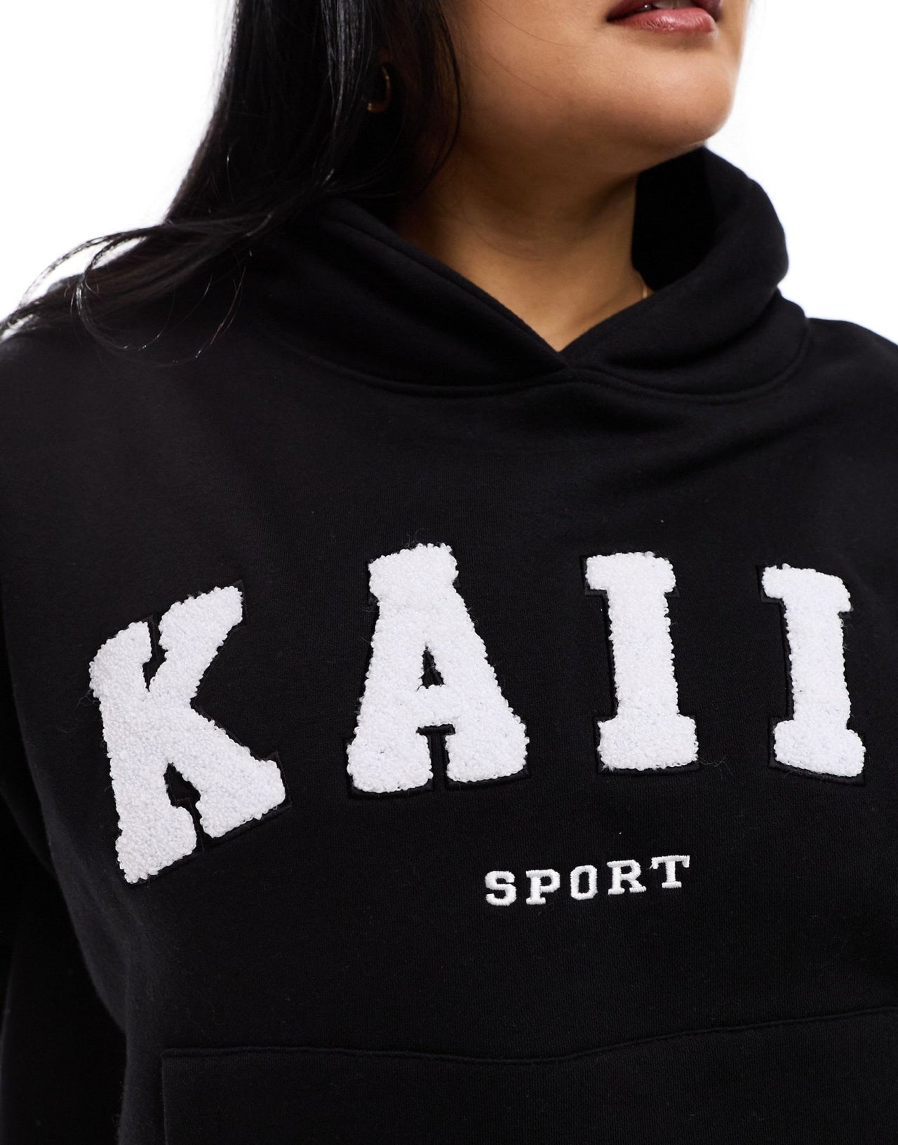 Kaiia Plus cotton blend logo oversized hoodie co - ord in black - ASOS Sample Sale EU Store