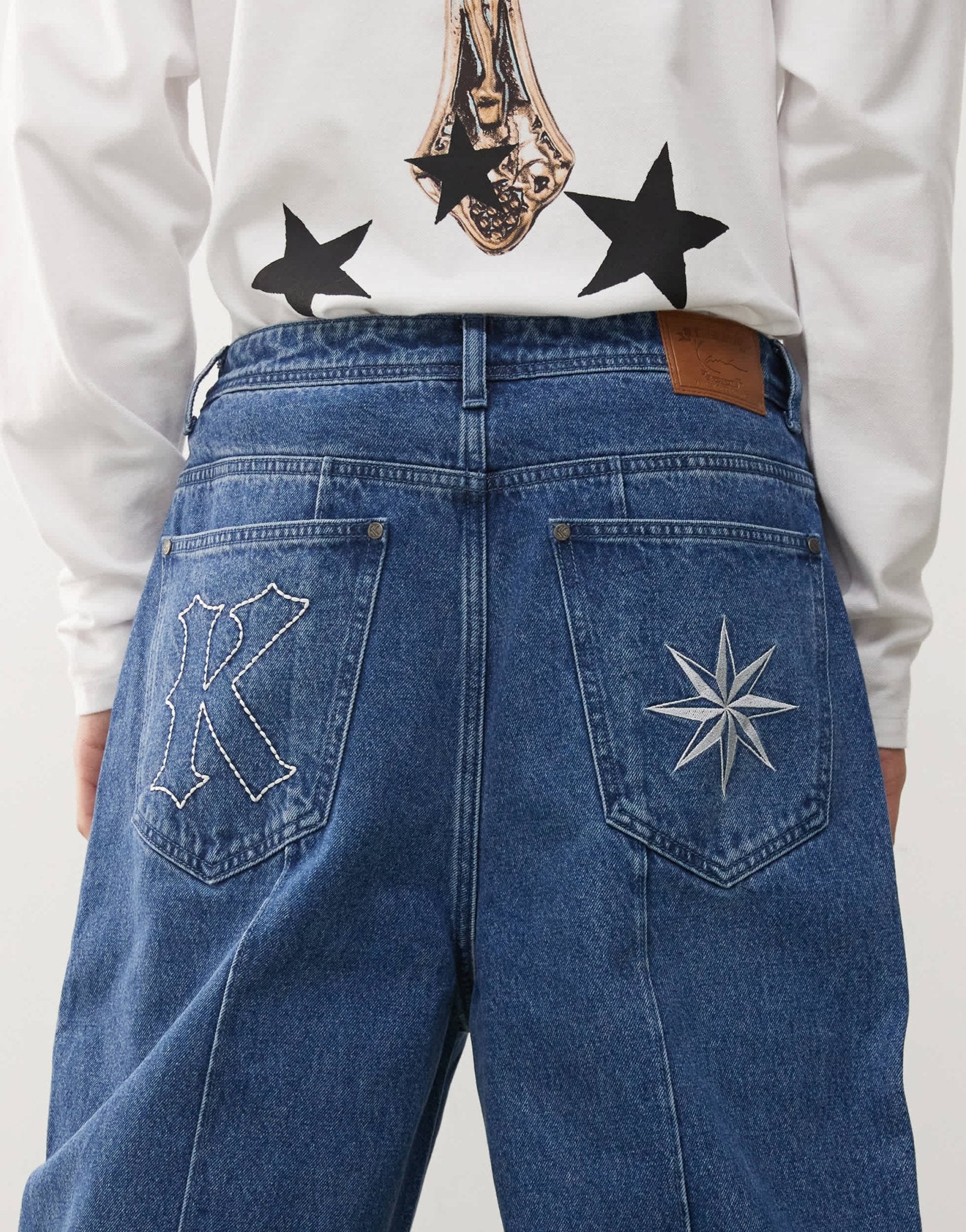 Karl Kani straight leg jeans in mid wash blue - ASOS Sample Sale EU Store