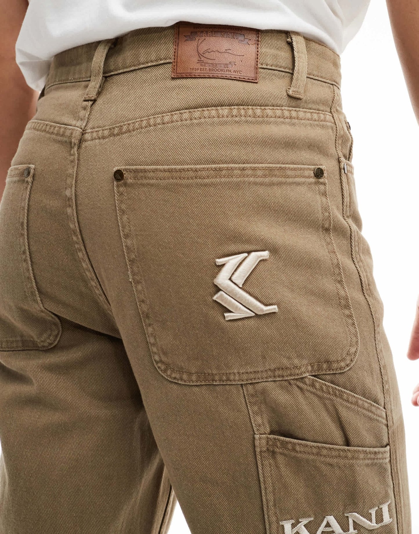 Karl Kani washed carpenters trousers in dark beige - ASOS Sample Sale EU Store